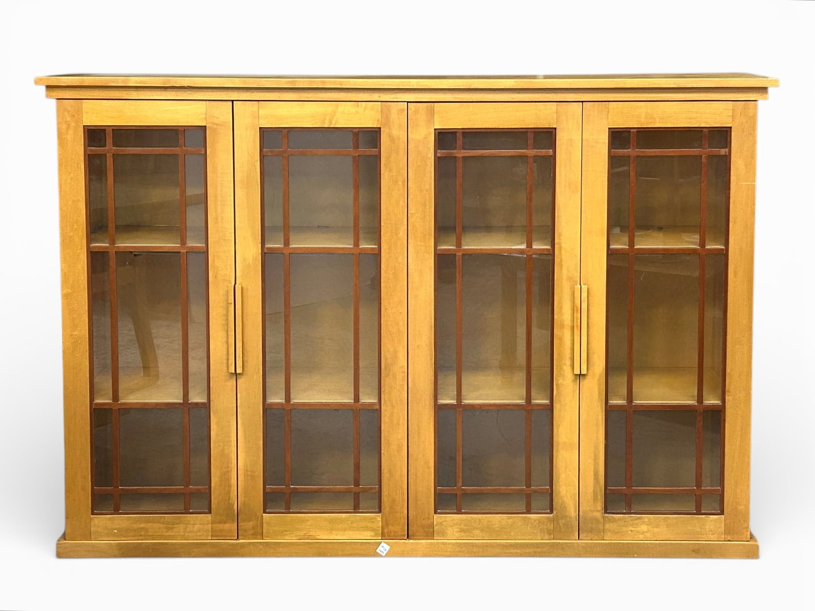 Birch Wood Illuminated Bookcase w/ Glass Doors. (1 of 10)