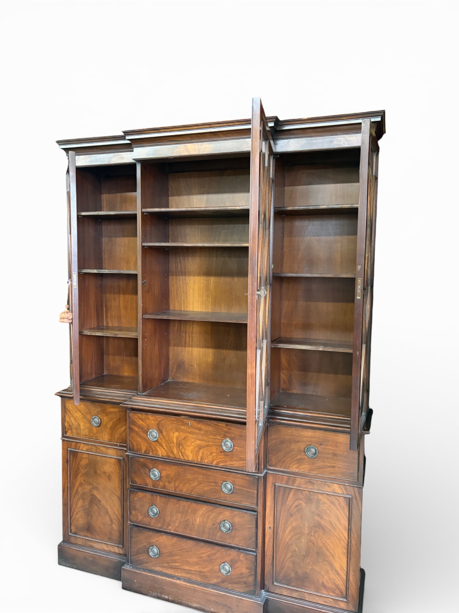 Mahogany Bubble Glass Breakfront w/ Secretary Desk (1 of 6)