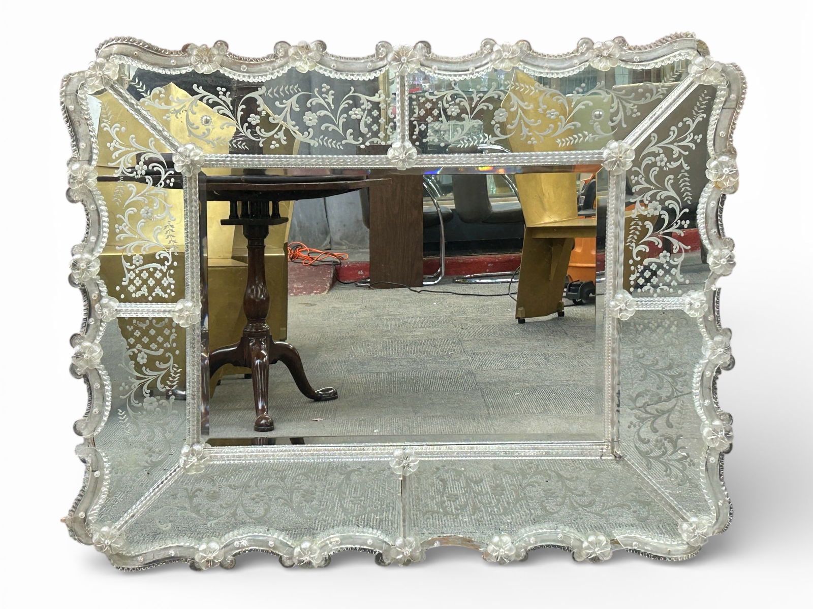 Large Ornate Venetian Glass Mirror. (1 of 10)