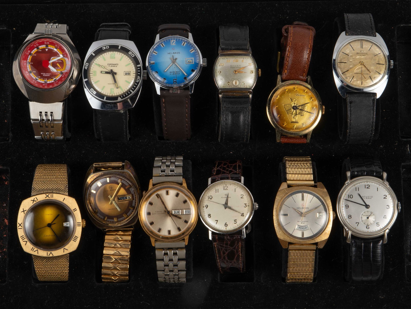 Lot of 12 Vintage Mens' Watches - Alba, Helbros. (1 of 4)