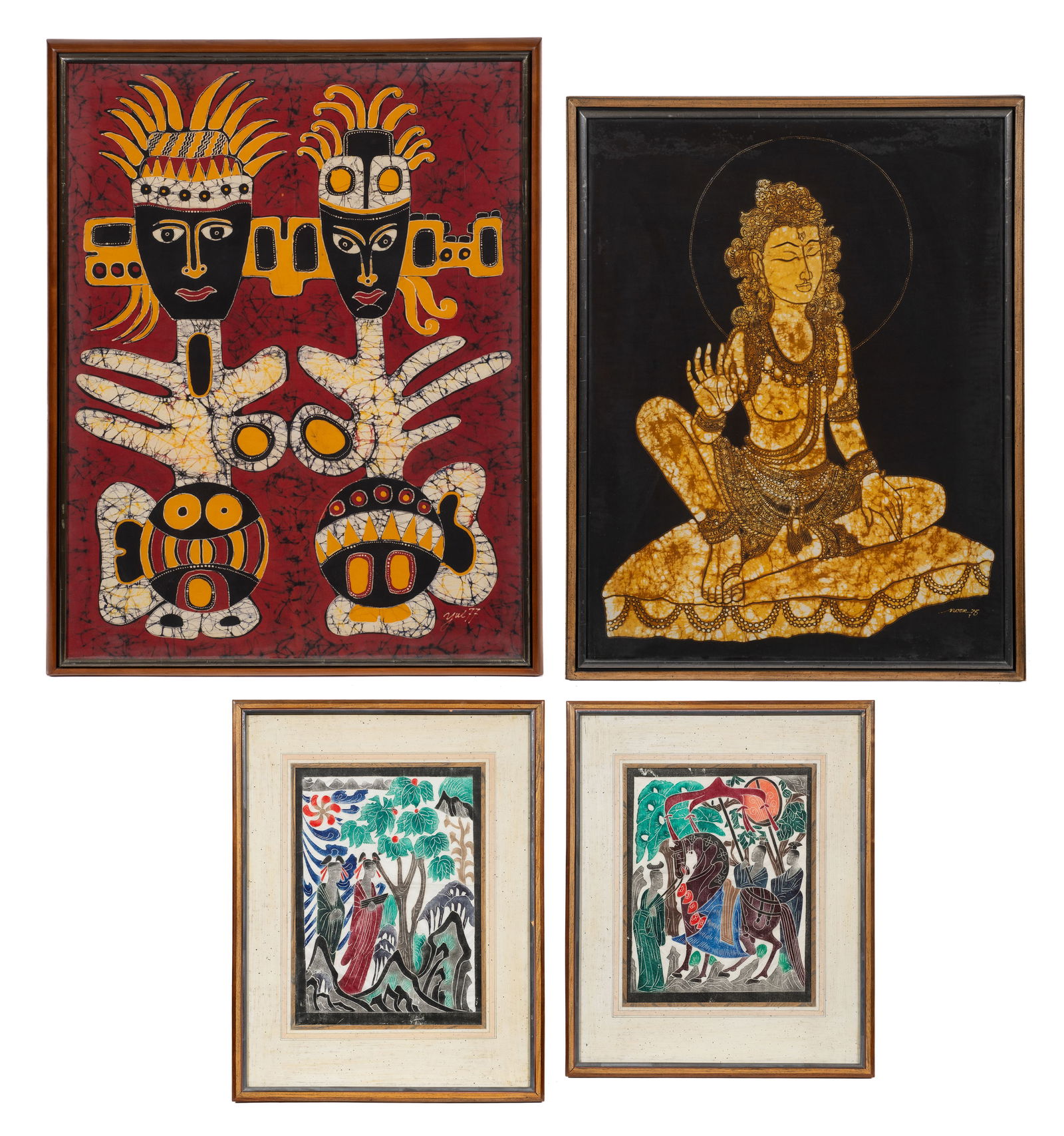 Lot of 4 Asian Artworks - Rubbings & Batiks. (1 of 15)