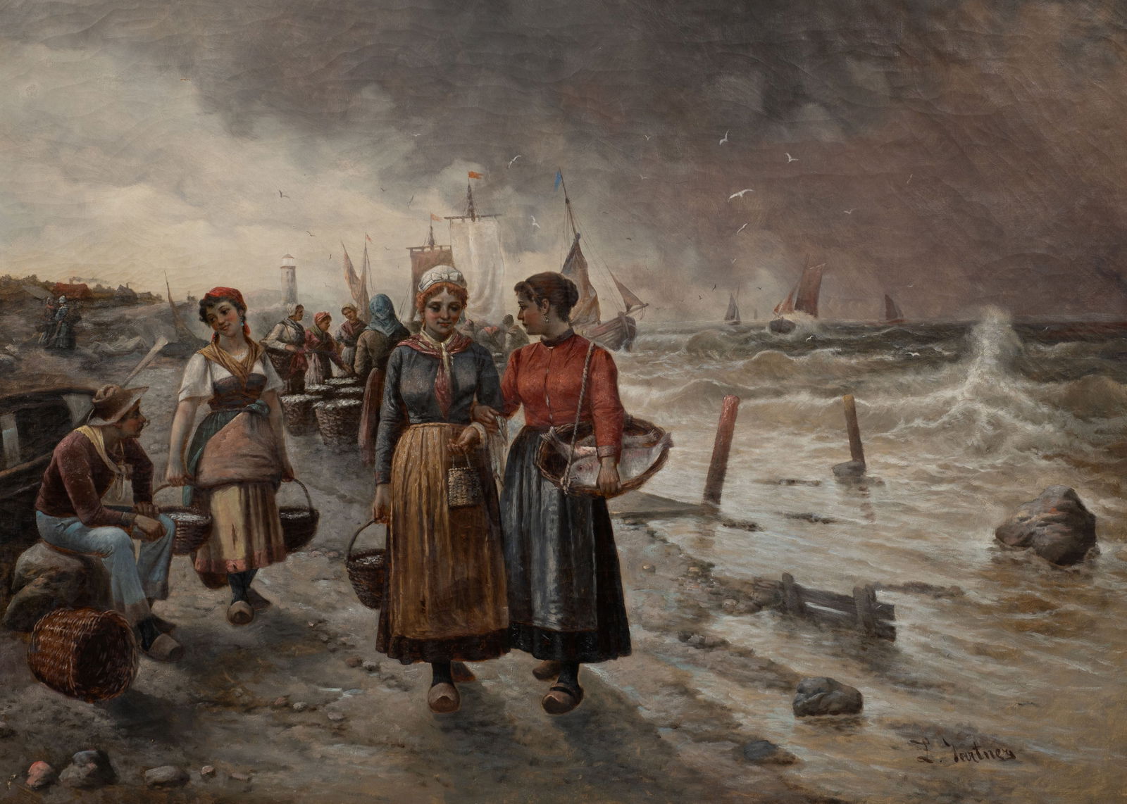 A Storm is Coming, Harbor Scene by Louis Gartner. (1 of 6)