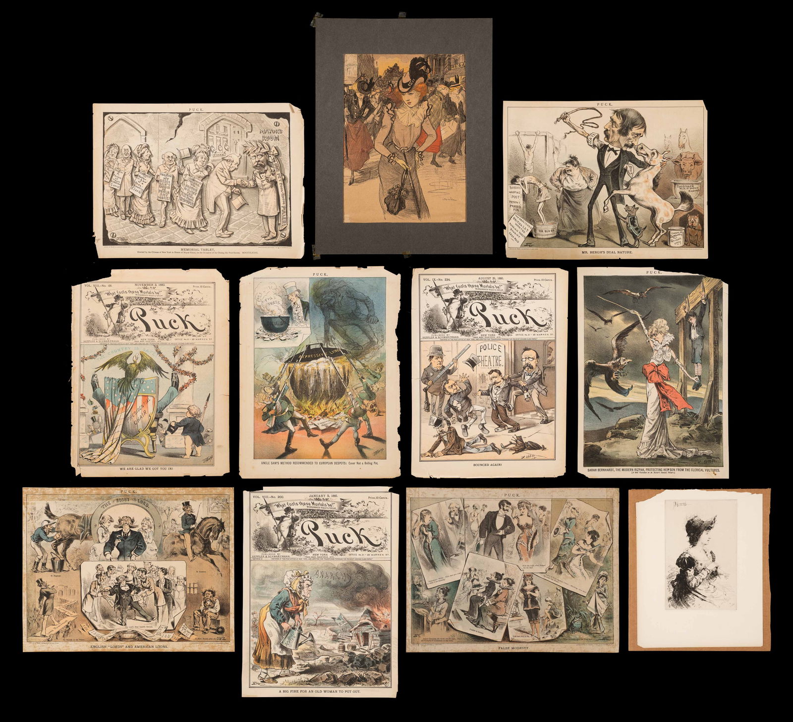 11 Pc. Lot - Puck Magazine, Steinlen, & Gaugenigl. (1 of 15)