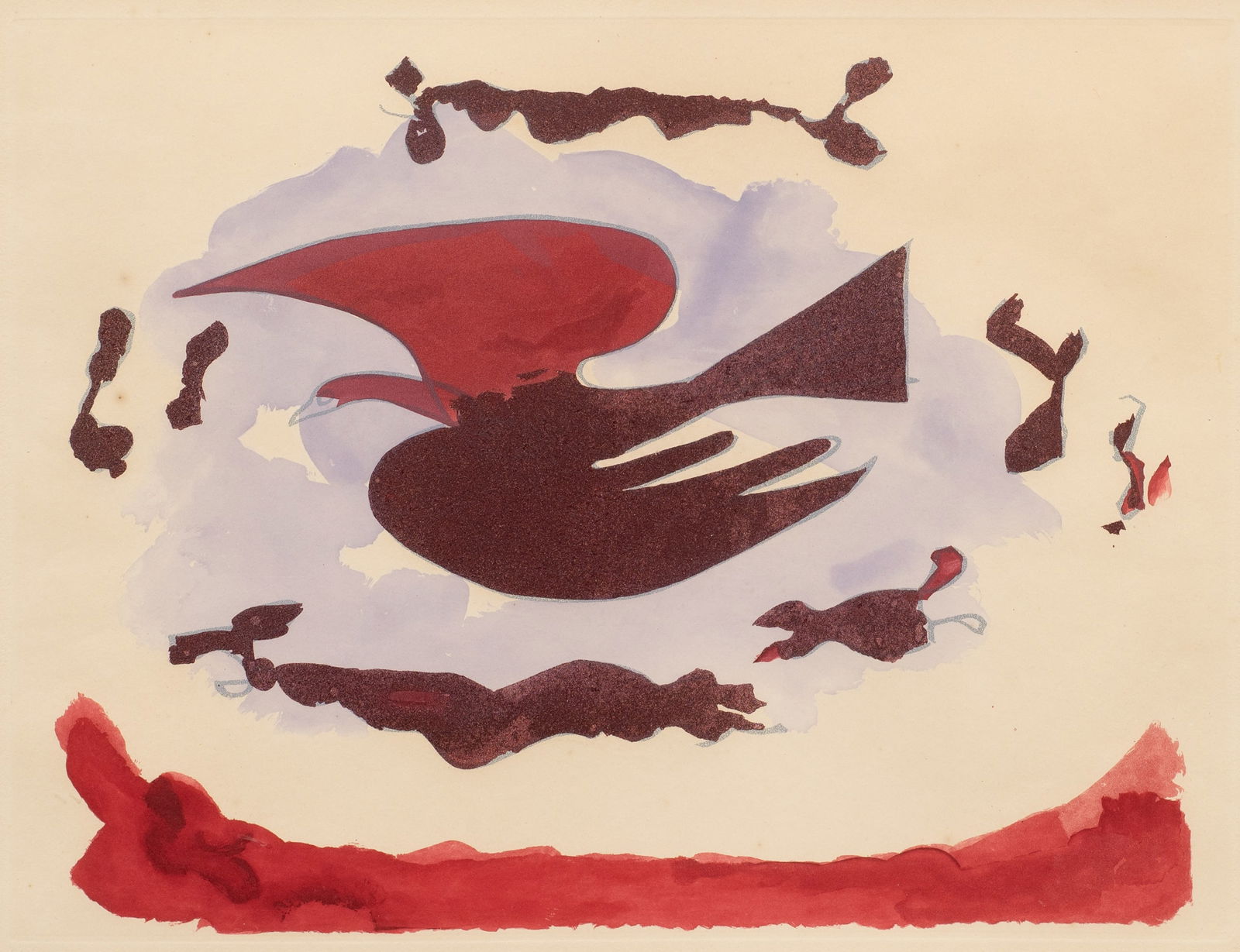 Etching from l'Ordre des Oiseaux, Georges Braque.: Artist(s): Georges Braque (French, 1882-1963). From l'Ordre des Oiseaux Medium: Aquatint etching. Signature(s): Unsigned. Paperwork/Provenance: Attached en verso are what appears to be pages from the