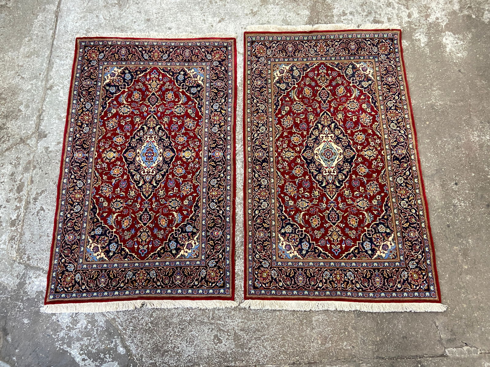 Pair of 3' 7" x 5' 9" Mid-Century Kashan Rugs. (1 of 6)