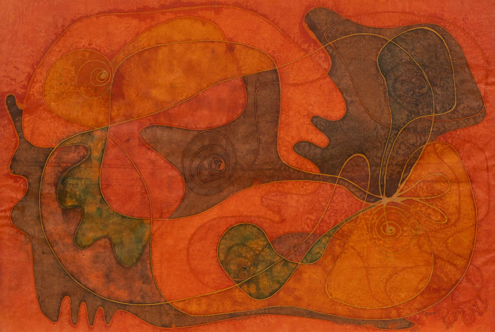 Modern Abstract Watercolor sgd. Aiken. (1 of 5)