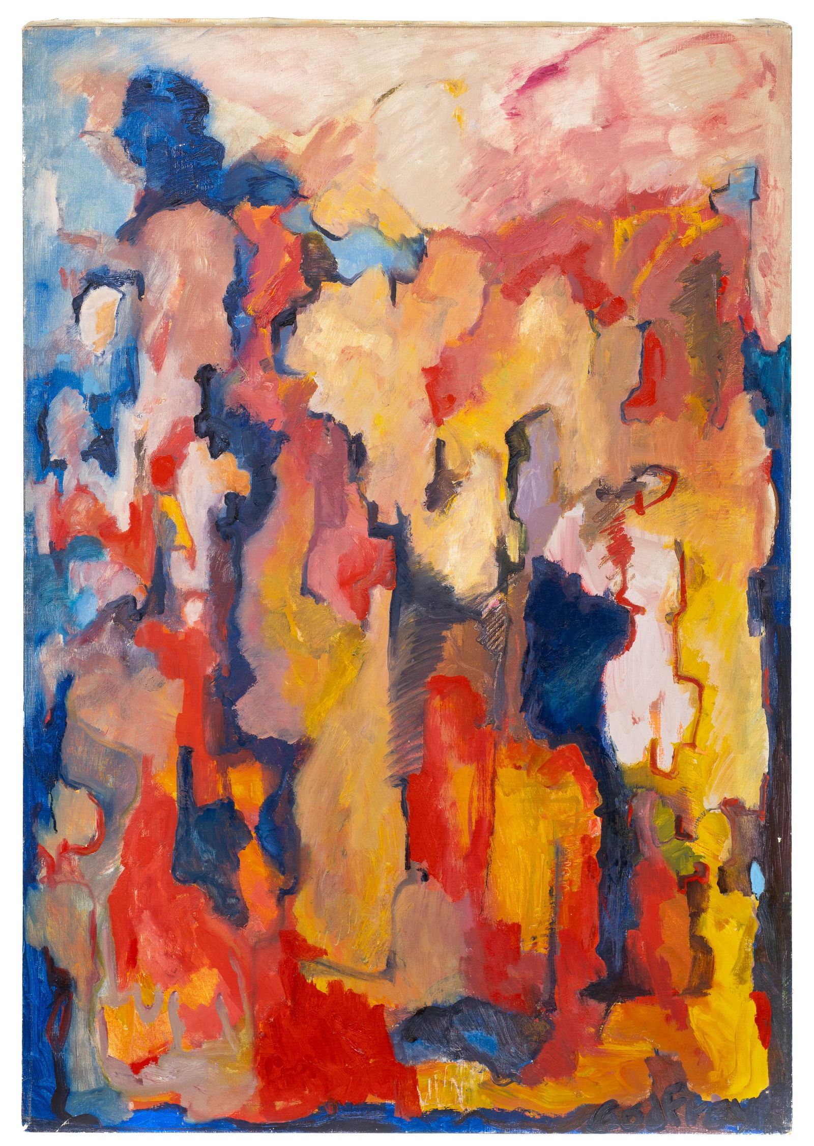 Large Abstract Painting Signed "Godfrey". (1 of 4)