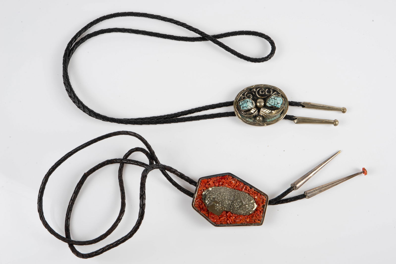 2 Sterling Native American Bolo Ties inc. Bennett. (1 of 6)