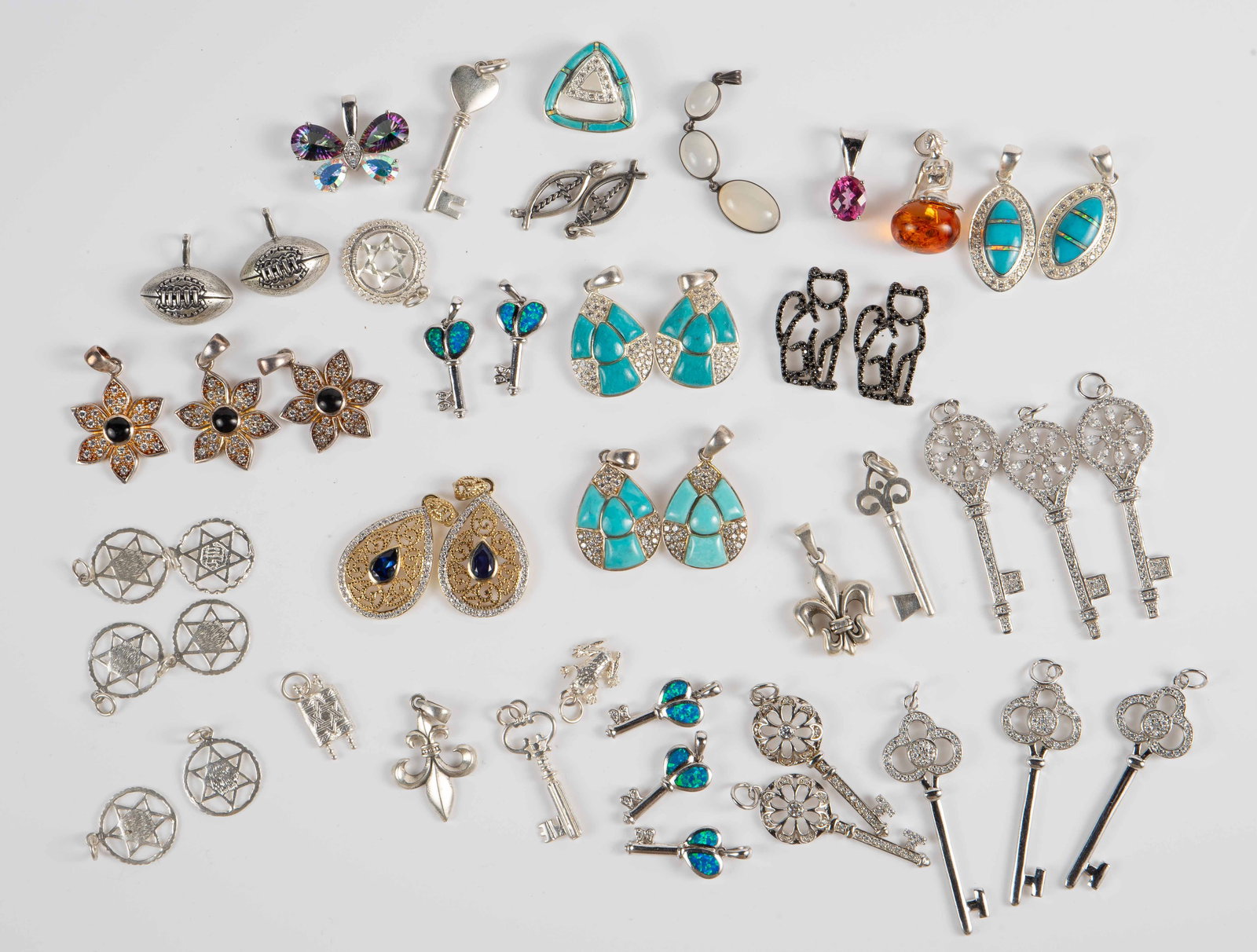 Lot of Sterling Silver Pendants inc. Hertz ? Amber (1 of 9)