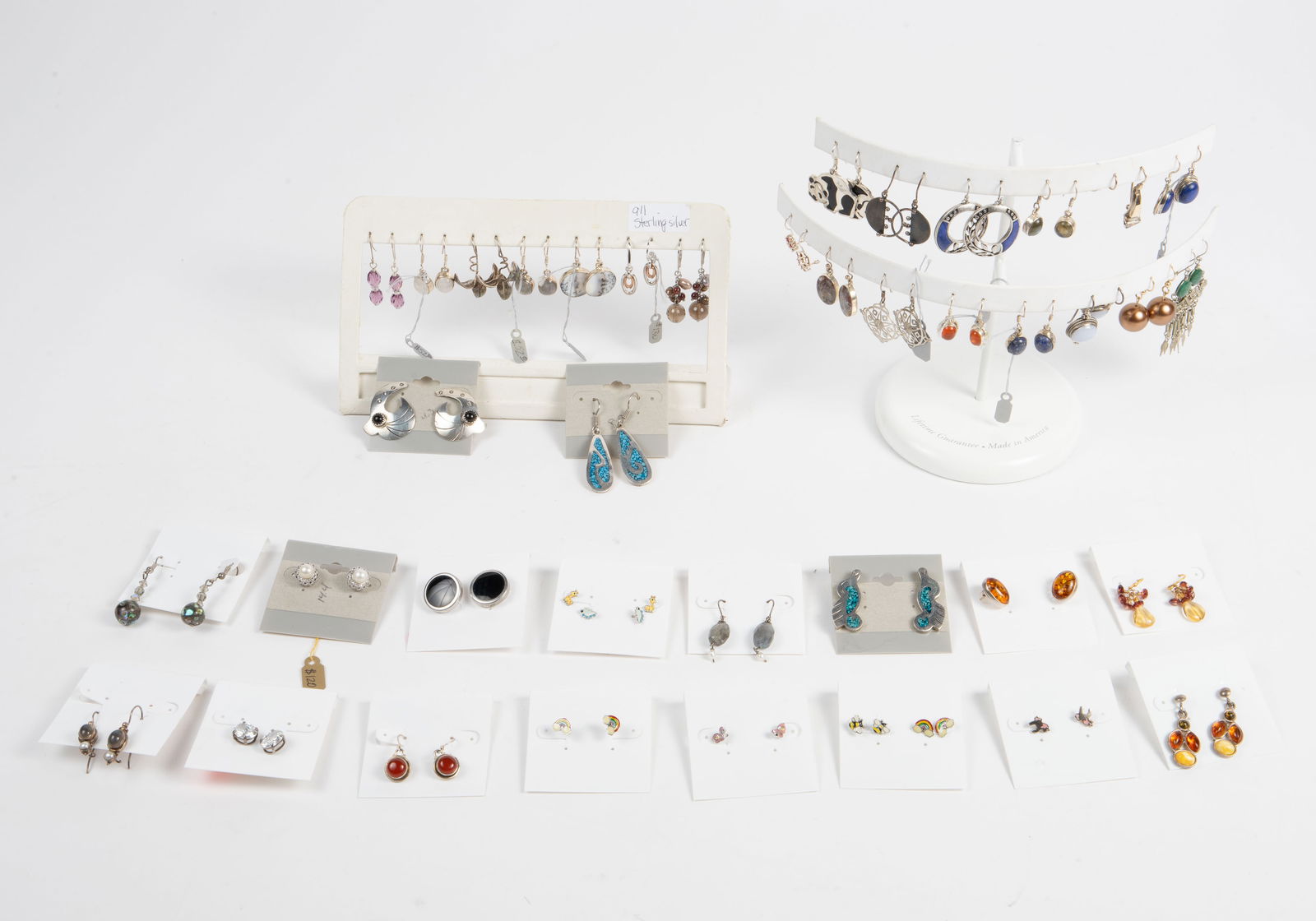 Lot of Sterling Silver Earrings w/ Gemstones. (1 of 18)