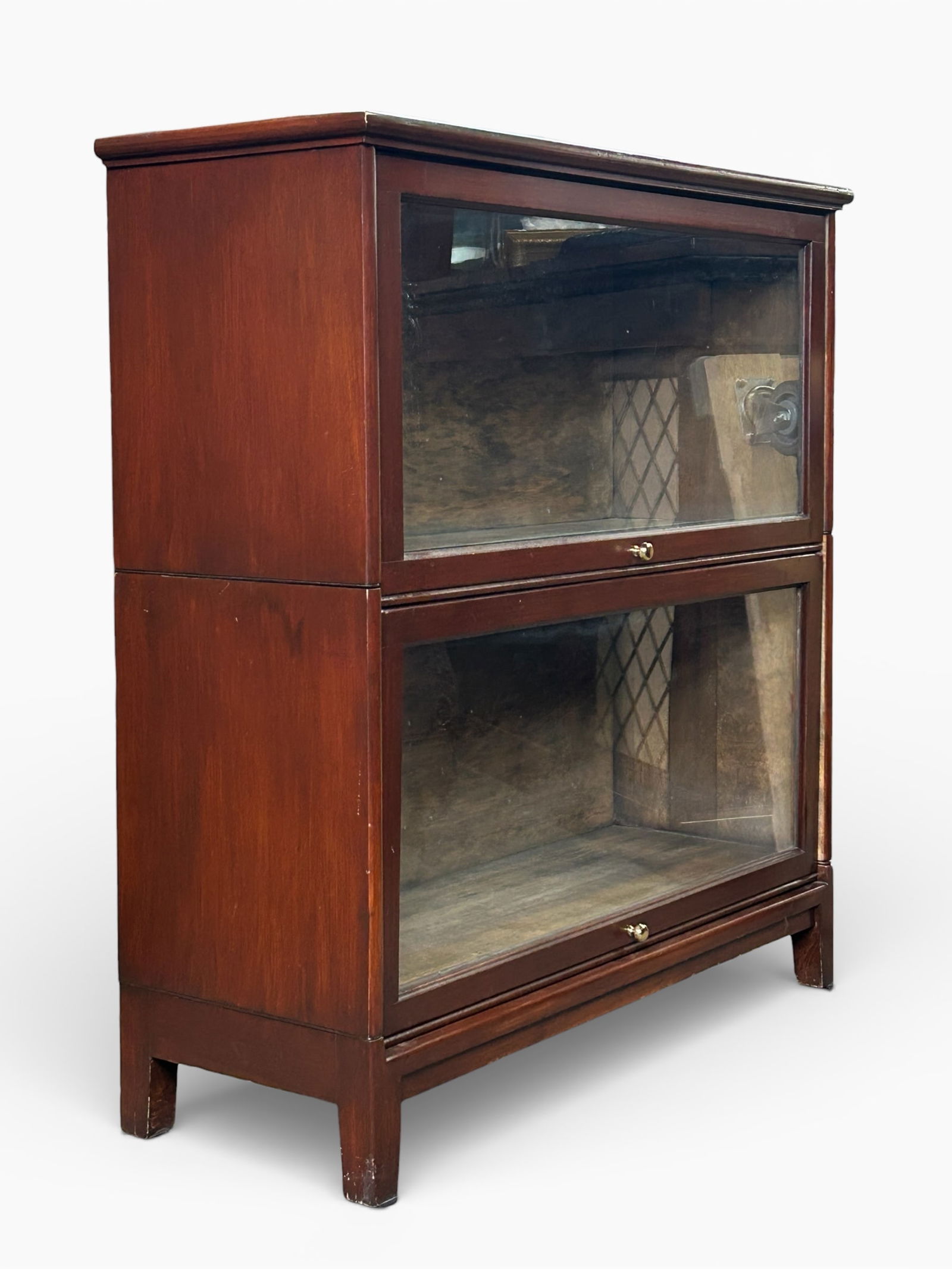Mahogany Two Stack Barrister Bookcase. - 2