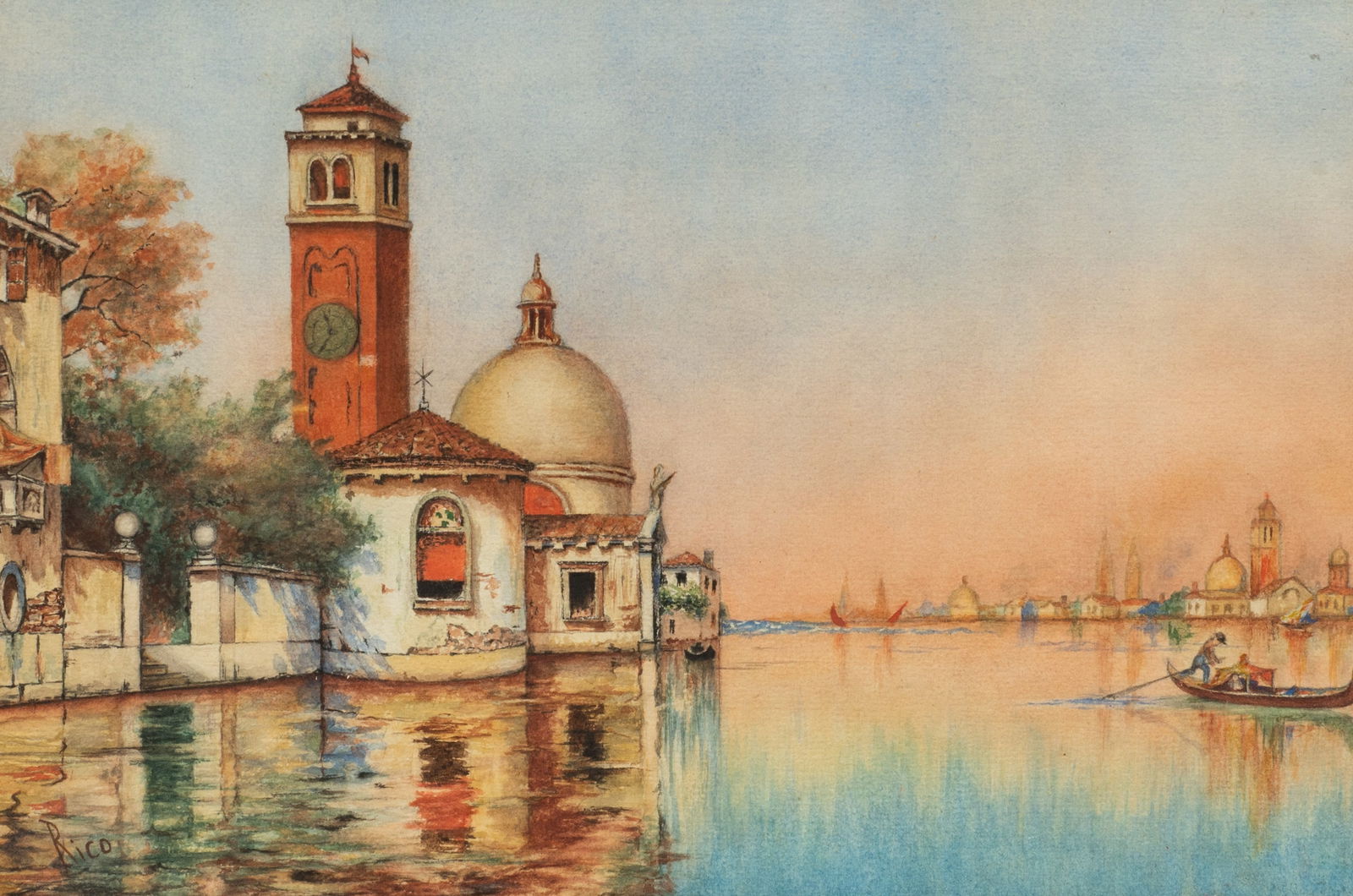 Antique Venetian Canal Scene, Sgd. Rico. (1 of 5)