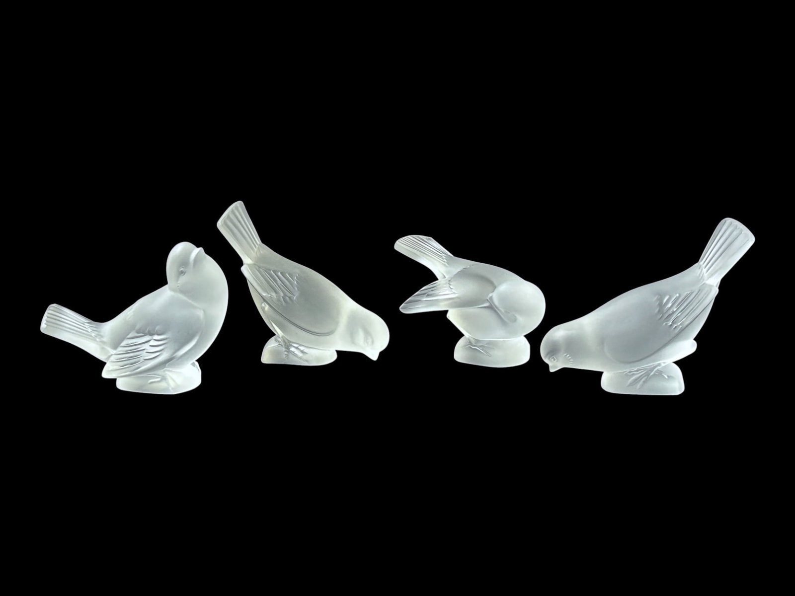 Lot of 4 Lalique France Frosted Crystal Birds. (1 of 9)