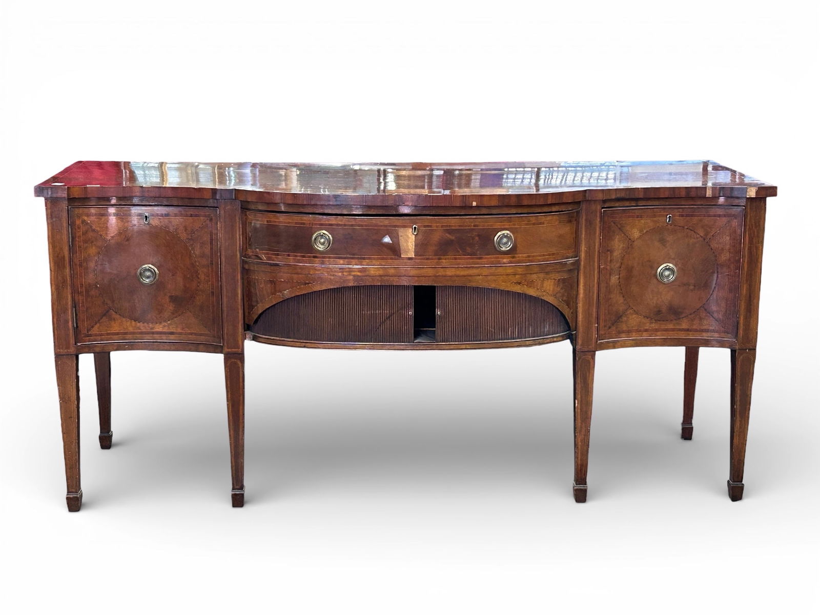 Antique George III Mahogany Serpentine Buffet. (1 of 13)