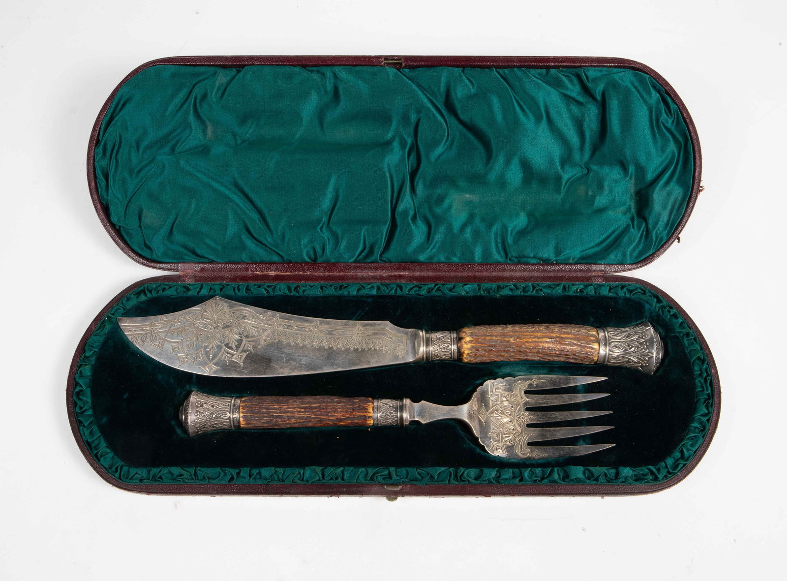 English 2 Pc. Fish Server Set w/ Sterling Bands. (1 of 8)