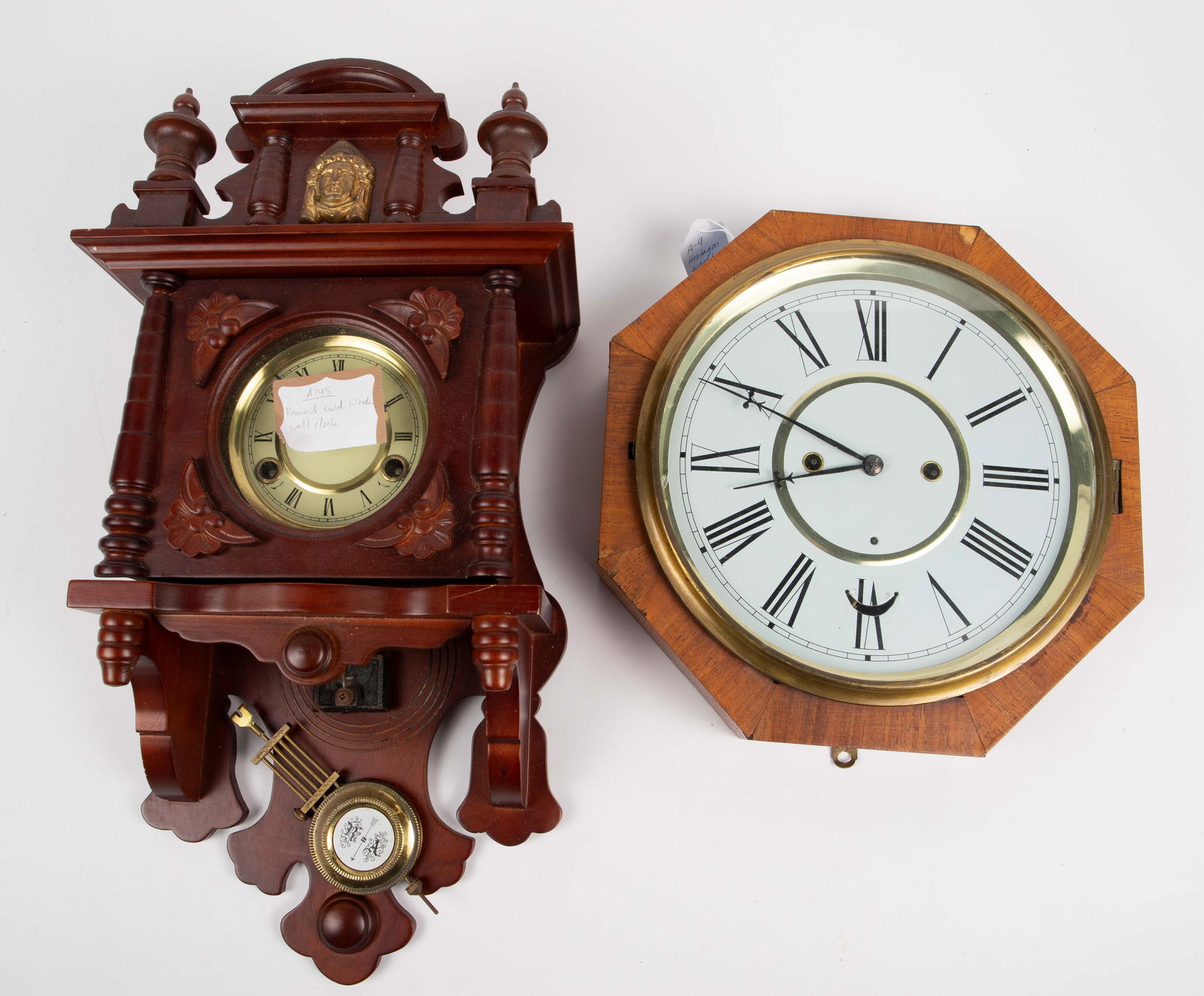 Lot of 2 Wall Clocks - Octagonal & Ornate Pendulum (1 of 7)