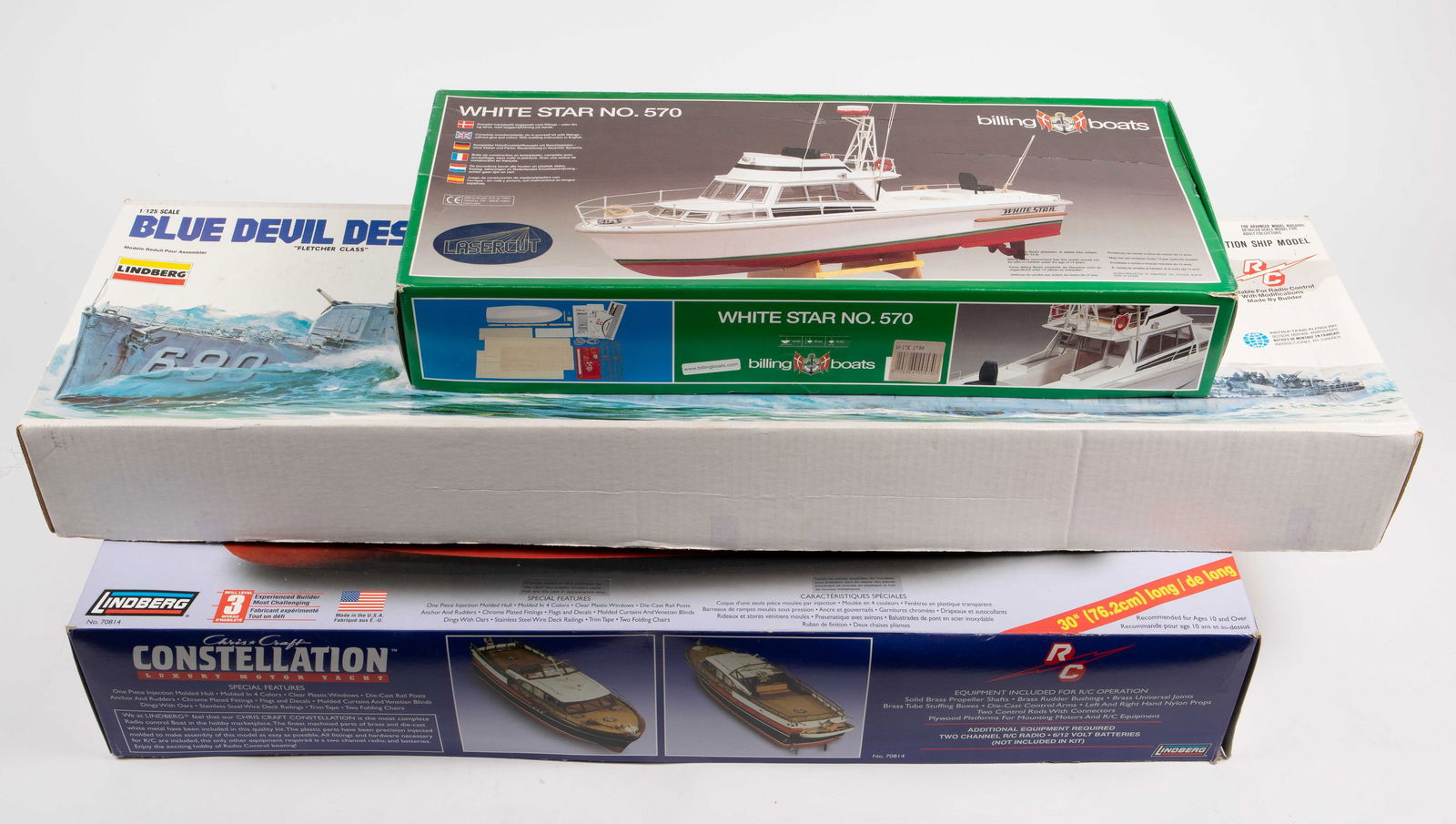 3 RC Remote Control Boat Kits- Billing, Lindberg. (1 of 8)