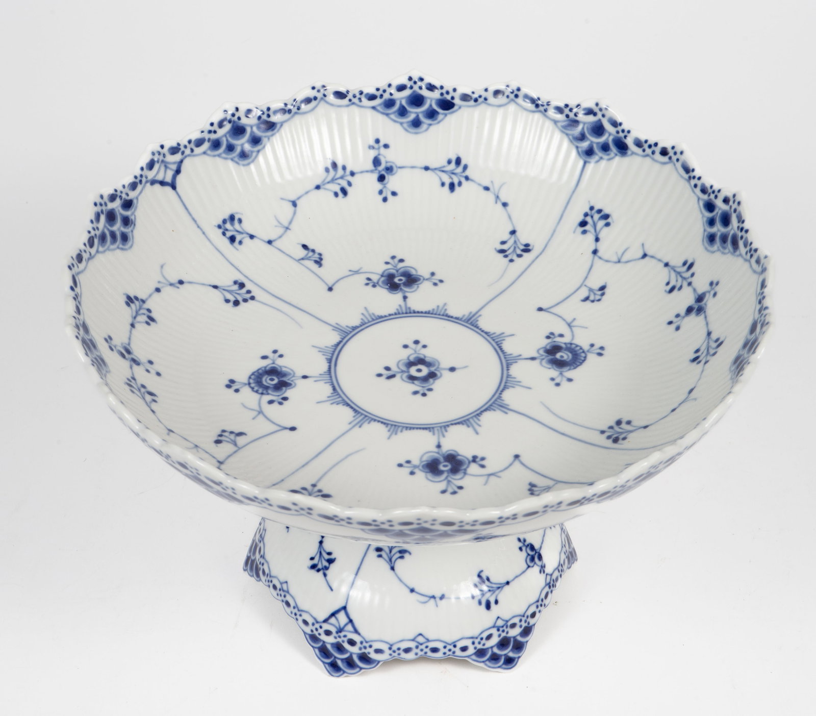 Royal Copenhagen Blue Fluted Half Lace Footed Bowl (1 of 4)