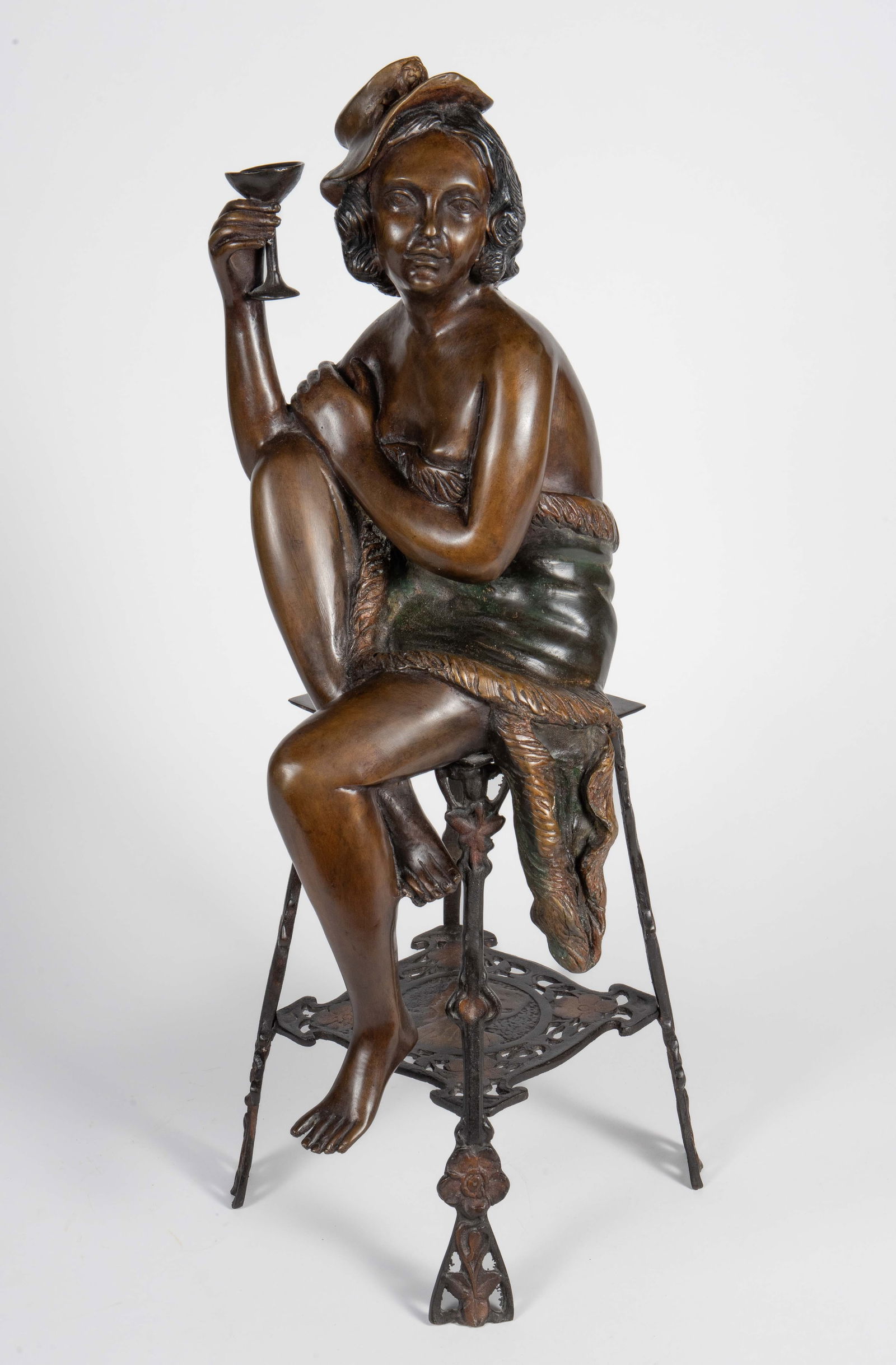 After Ferdinando DeLuca Bronze- Girl w/ Champagne. (1 of 5)