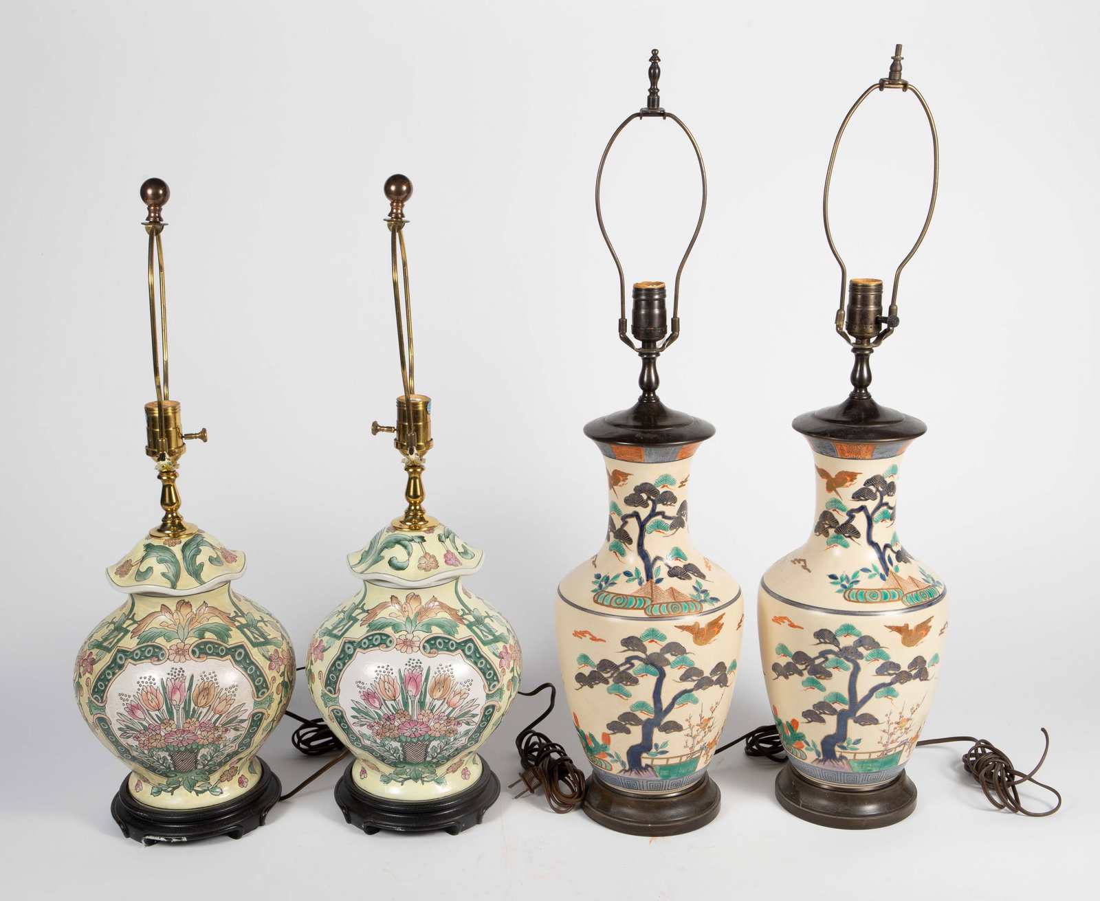 Lot: 2 Pairs of Asian Ceramic Table Lamps. (1 of 10)
