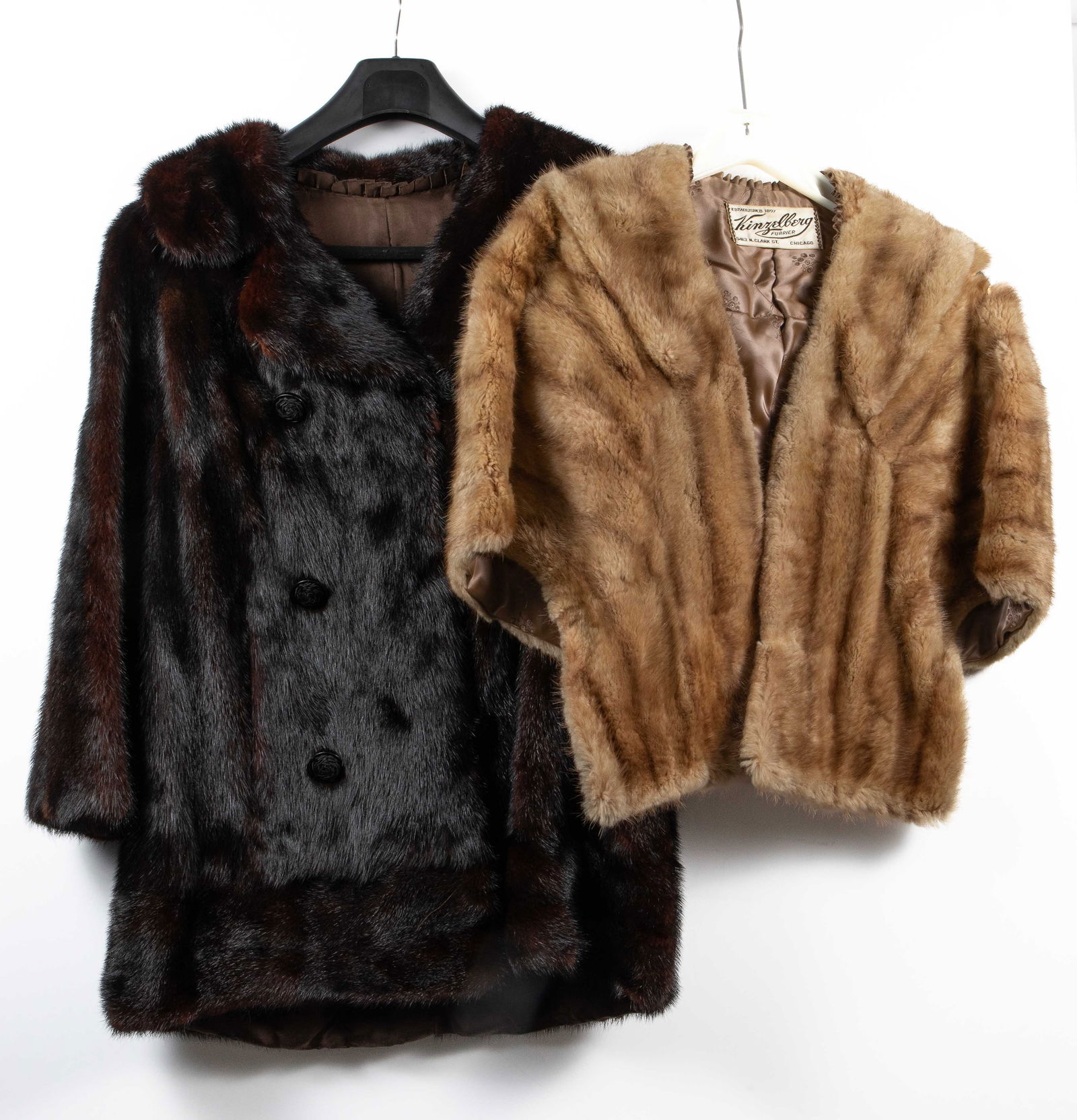 2 Mink Fur Pieces - Light Stole & Dark Peacoat. (1 of 10)