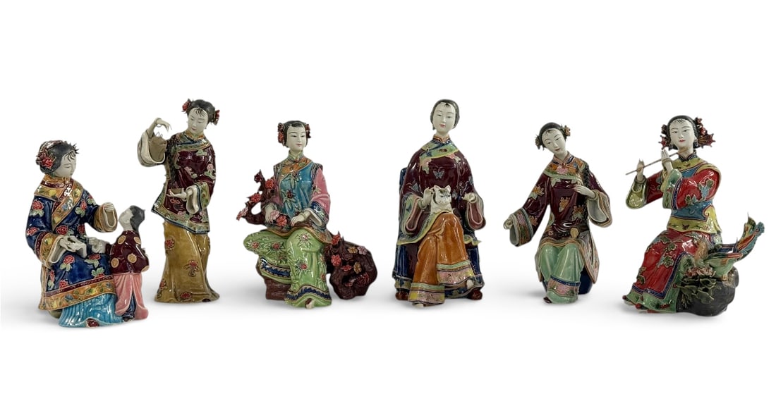 Lot of 6 20th Century Chinese Shiwan Clay Figures. (1 of 12)