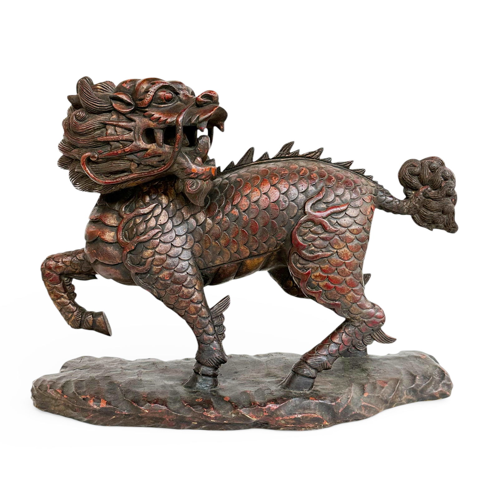 Antique Chinese Wood Carving of a Qilin. (1 of 6)