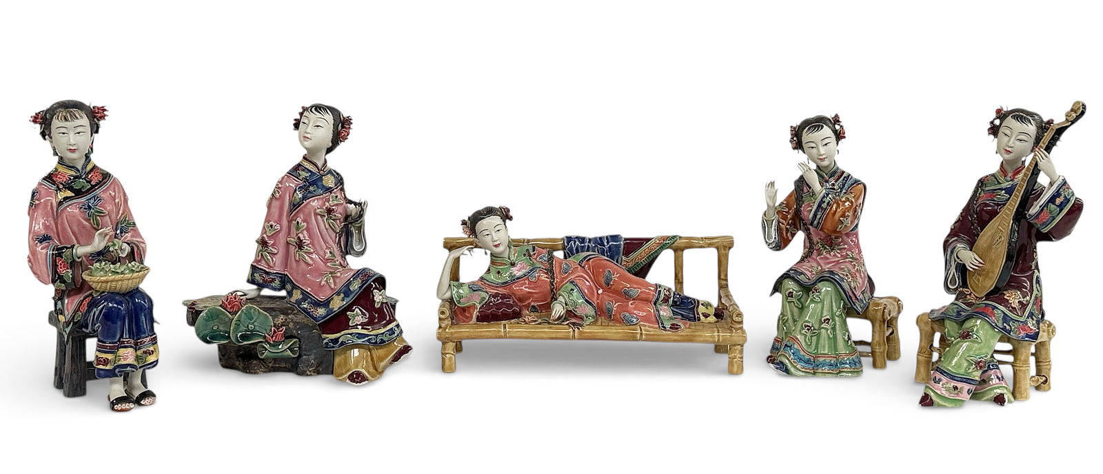 Lot: 5 20th Century Chinese Shiwan Clay Figurines. (1 of 10)