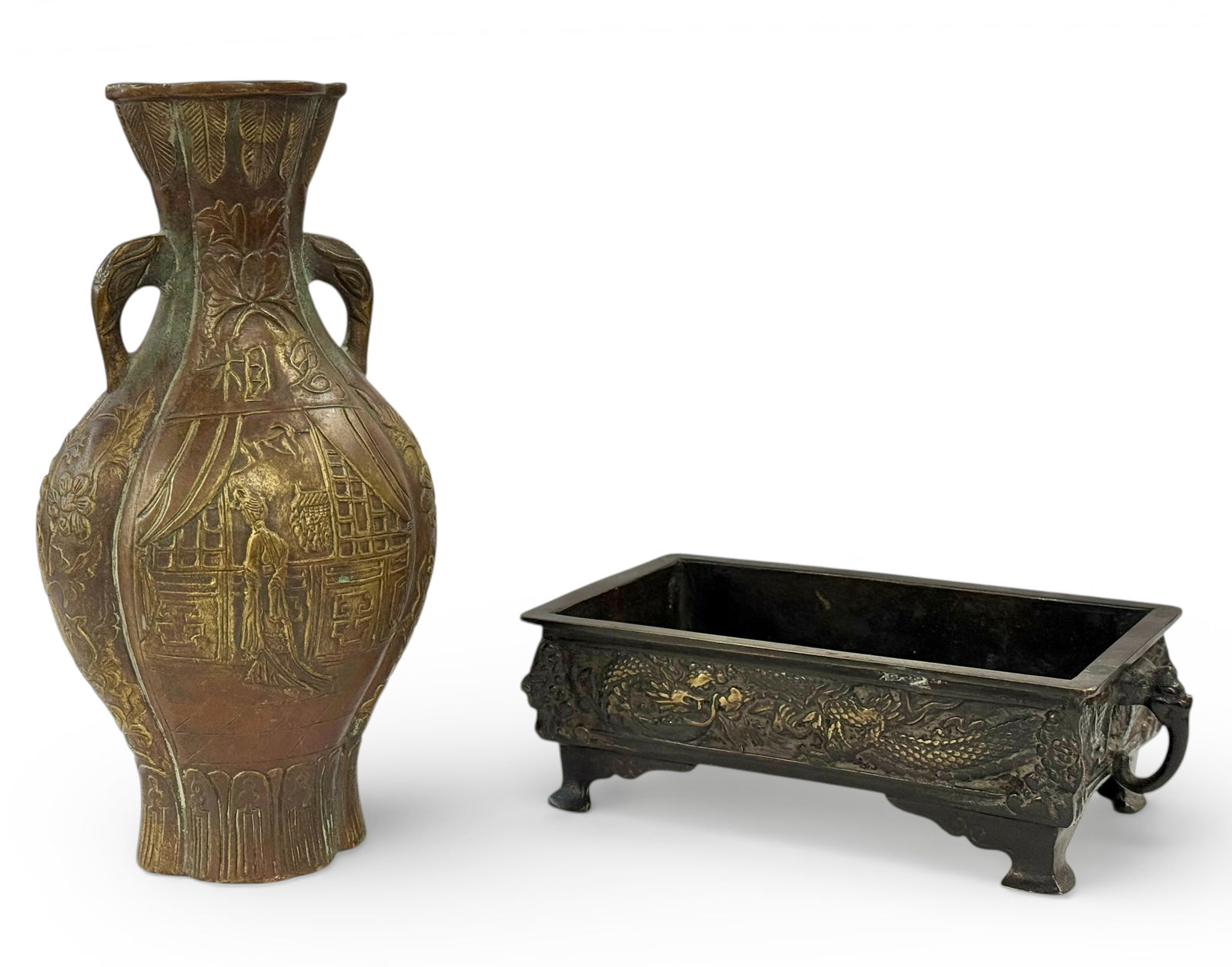 Bronze Chinese Vase & Censer. (1 of 5)