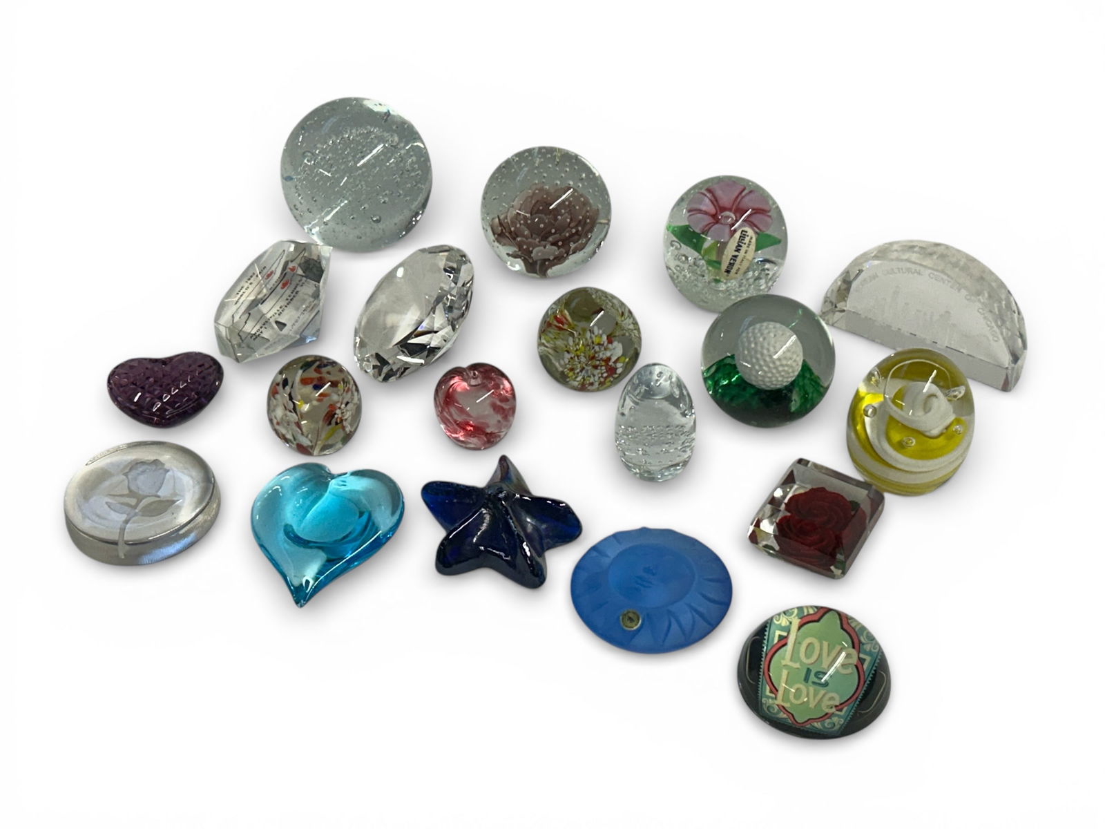 18 Glass Paperweights - Elwood, German, Vernon. (1 of 20)