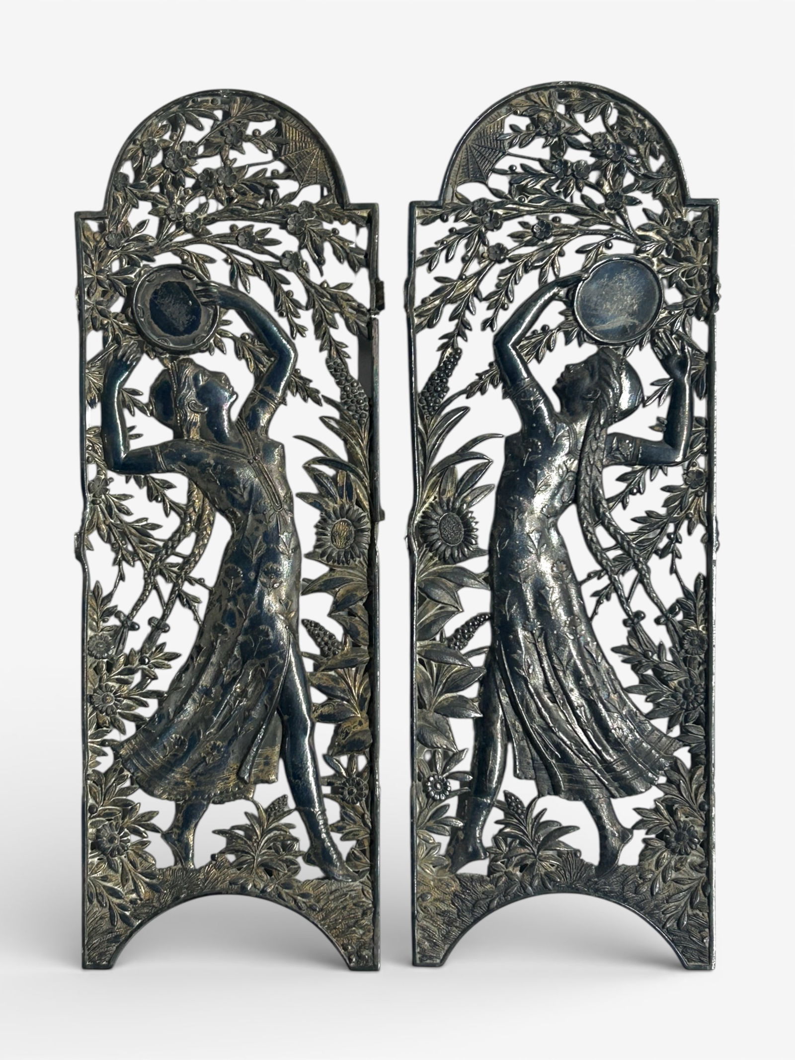 Cast Bronze ? Small Figural 4-Panel Screen. - 5