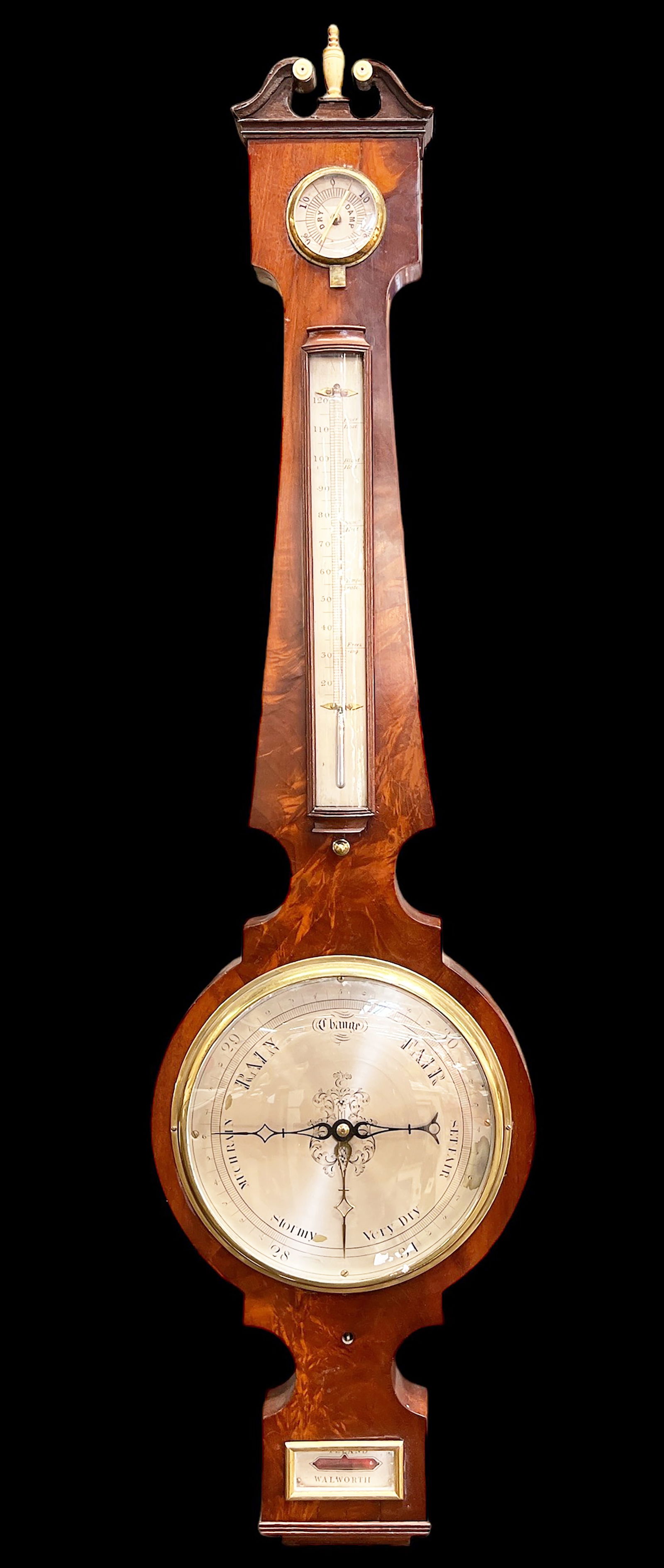 Antique Brass & Wood Banjo Barometer - Walworth. (1 of 3)