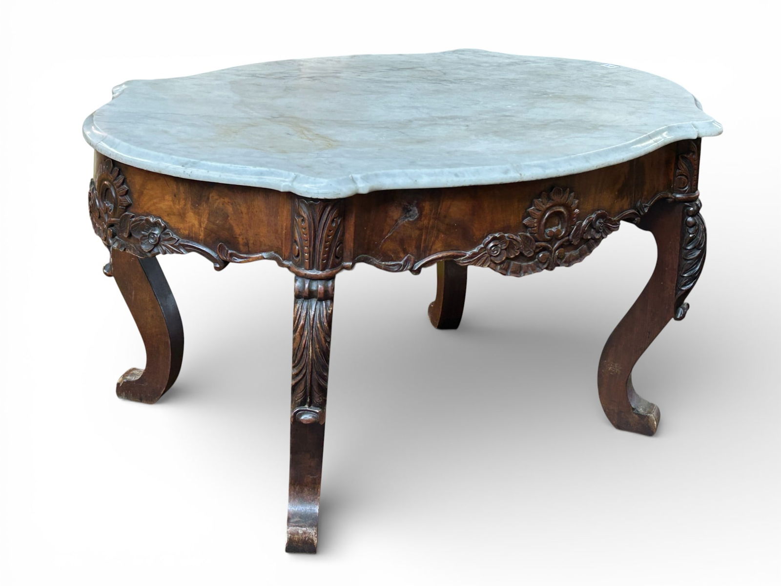 Small French Carved Marble Top Coffee Table. (1 of 7)