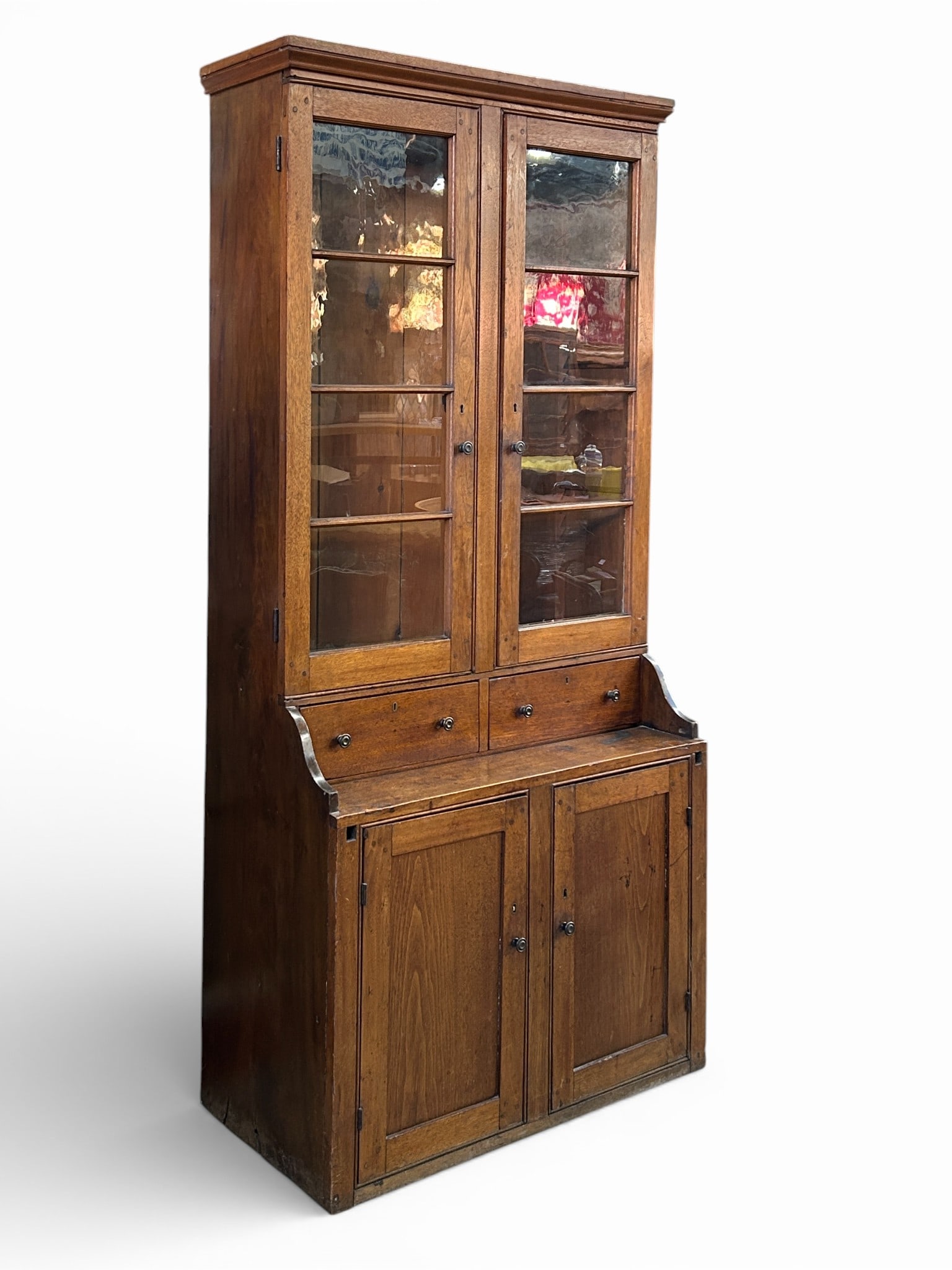 Rustic / Primitive Stepback Cabinet w/ Glass Doors (1 of 7)