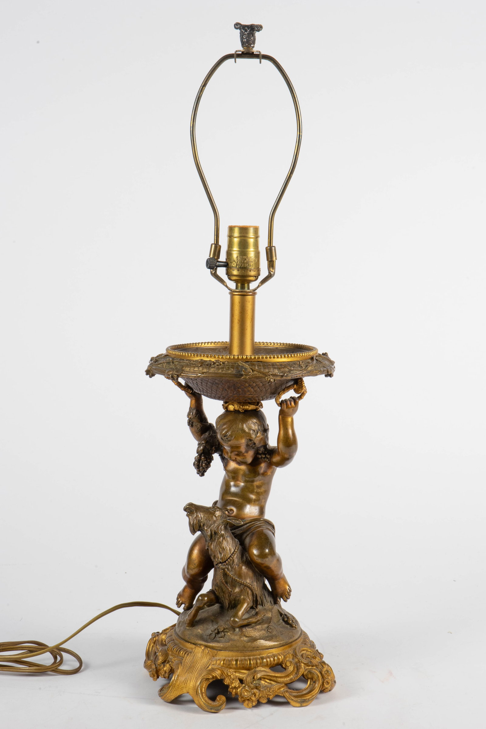 Bronze Table Lamp w/ Putto and Goat. (1 of 7)