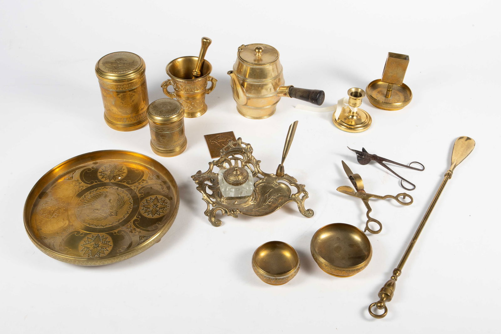 Lot Mostly Brass Items - Indian Peacock, Hoffritz. (1 of 10)