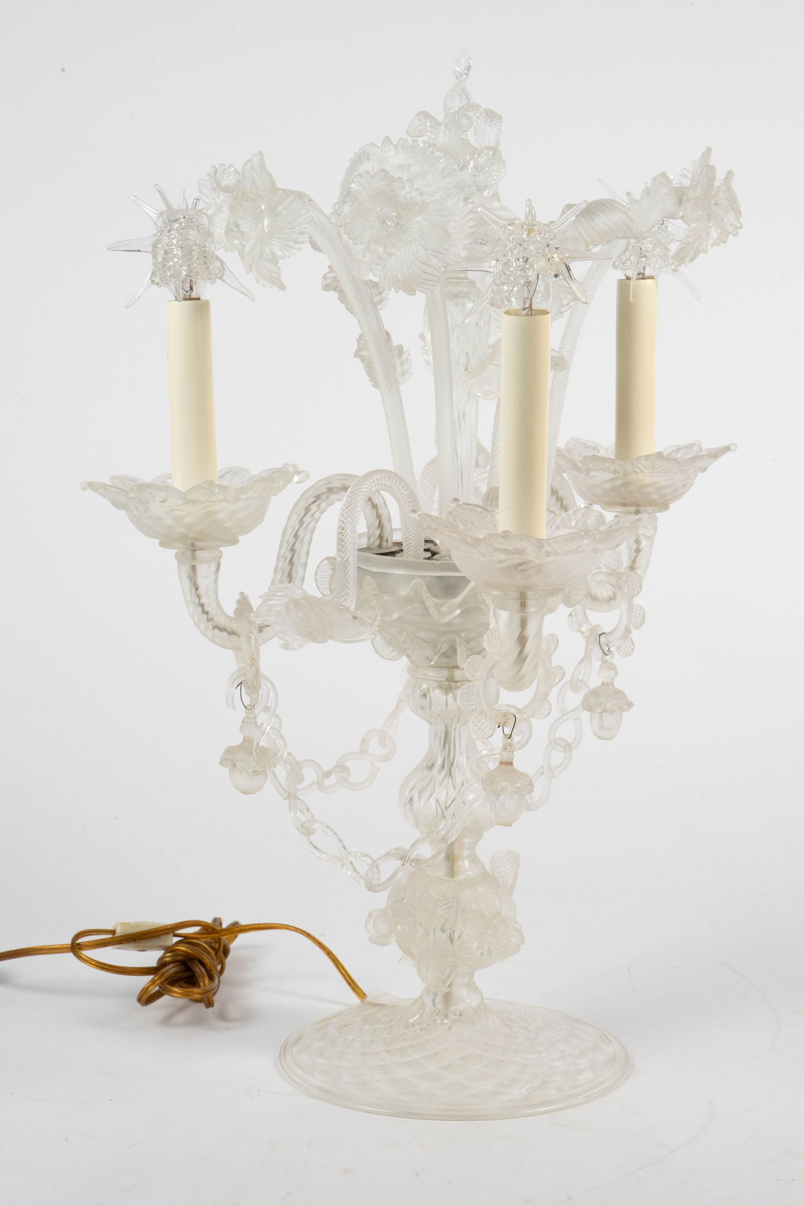 Venetian Glass Electrified 3-Arm Candelabra. (1 of 4)