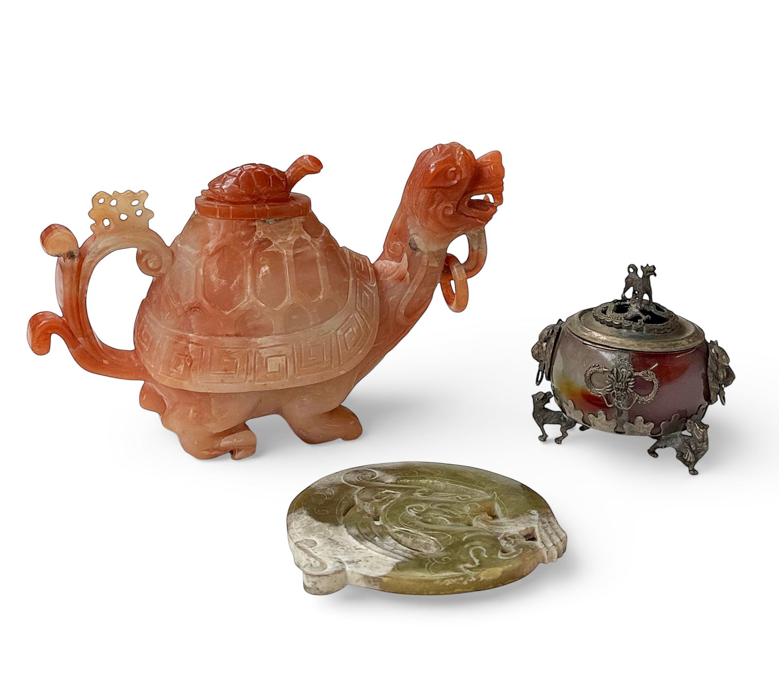 Lot of 3 Chinese Hardstone Items - Carved, etc. (1 of 9)