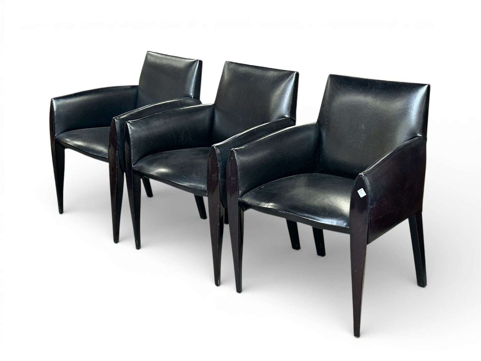 3 Bellini Style Black Leather Armchairs (1 of 8)