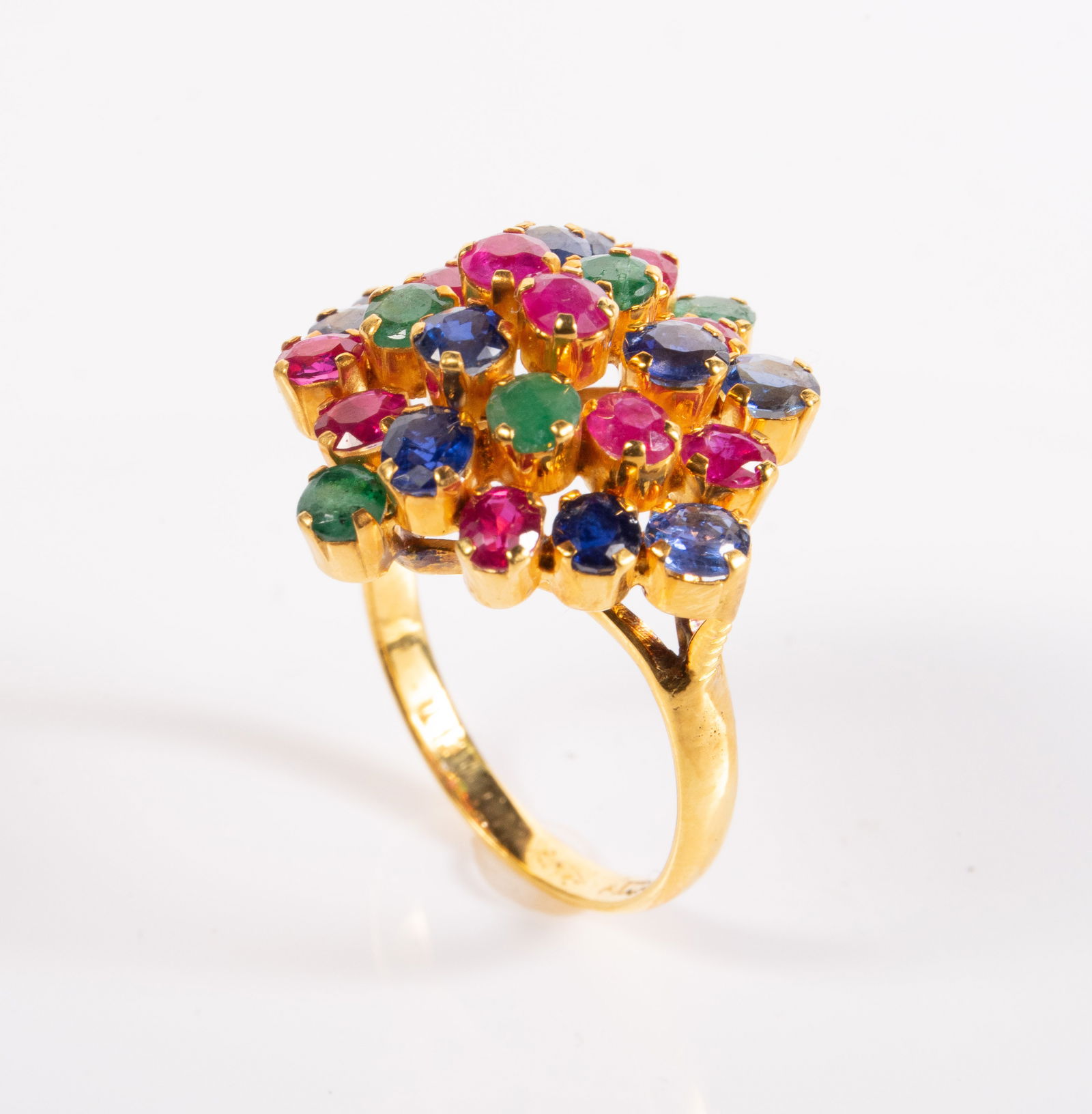 14K Gold Cocktail Ring w/ Multicolored Gemstones. (1 of 7)