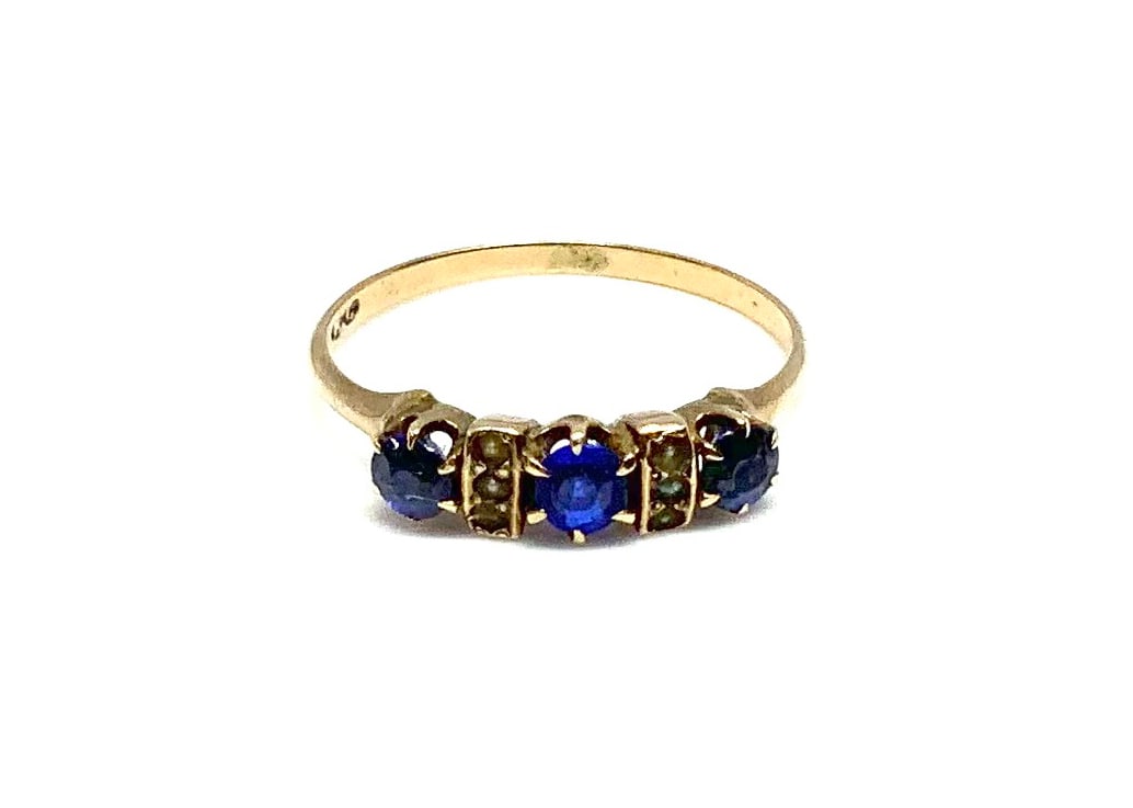 10K Victorian Ladies' Ring w/ Blue Stones. (1 of 3)