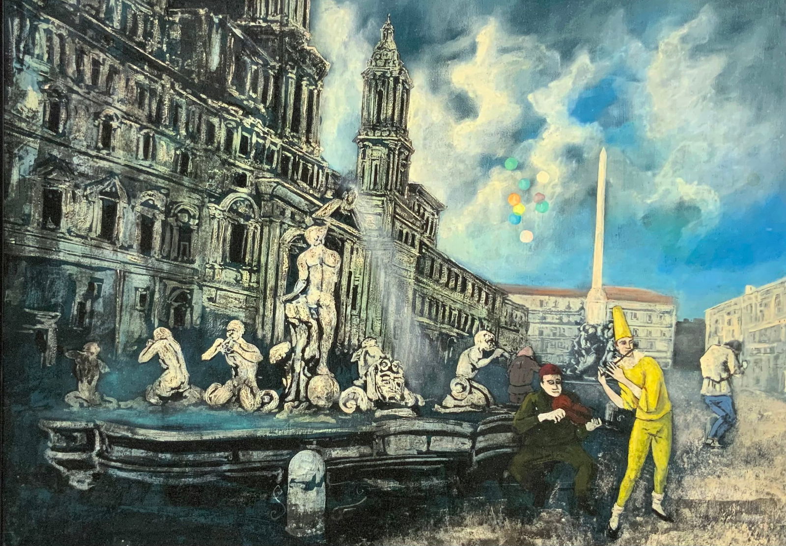 Piazza Navona, Figural Painting by Franco Minei. (1 of 5)