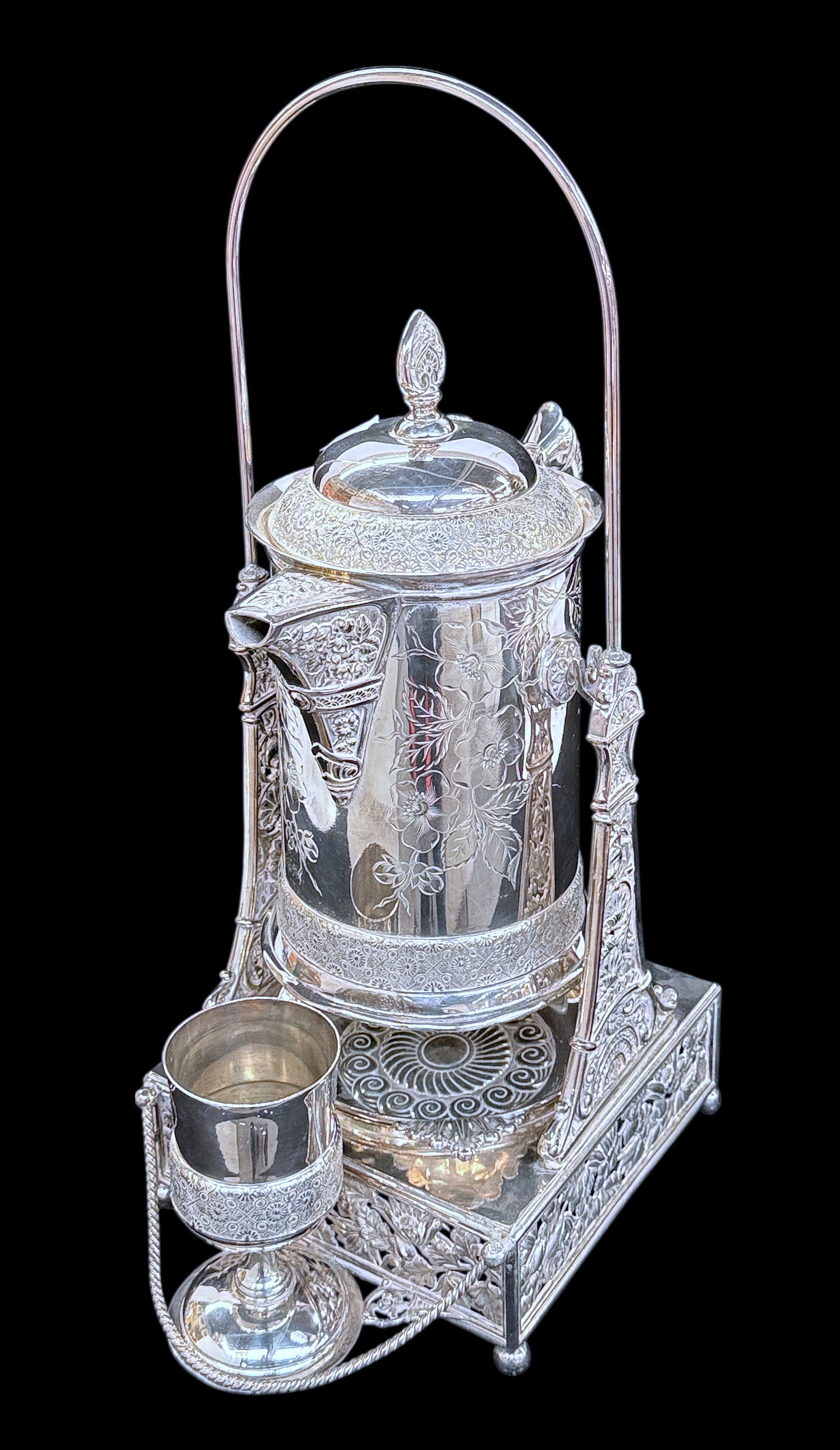 Hartford Silverplate Victorian Pitcher w/ Goblet. (1 of 8)