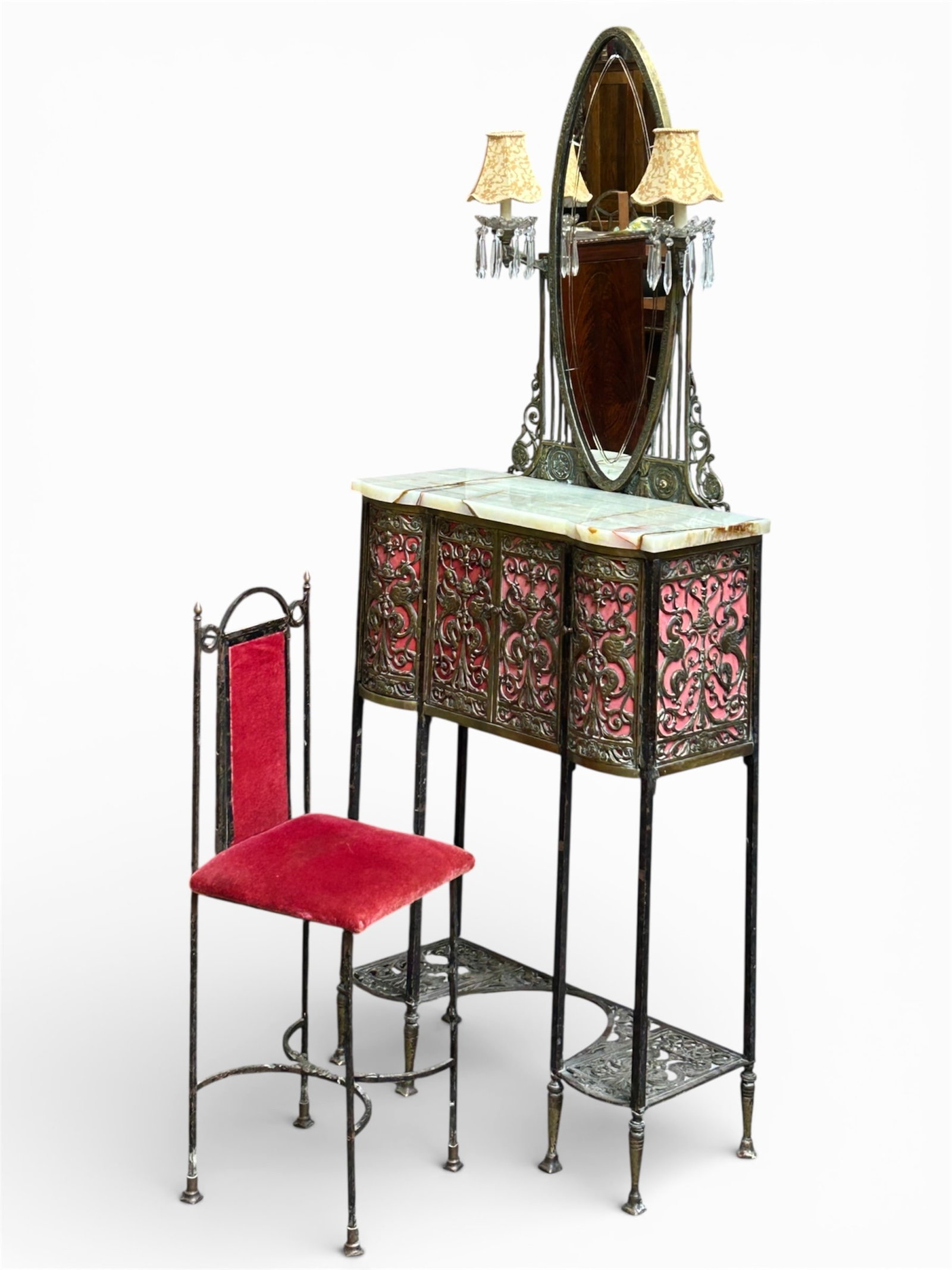 Oscar Bach Bronze and Onyx Vanity or Phone Stand. (1 of 14)