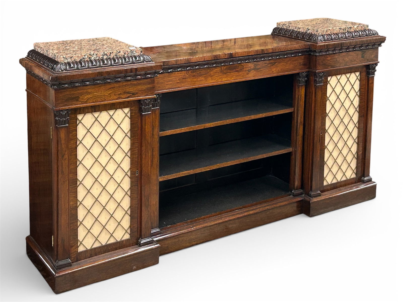 Regency Rosewood Breakfront or Buffet w/ Marble. (1 of 6)