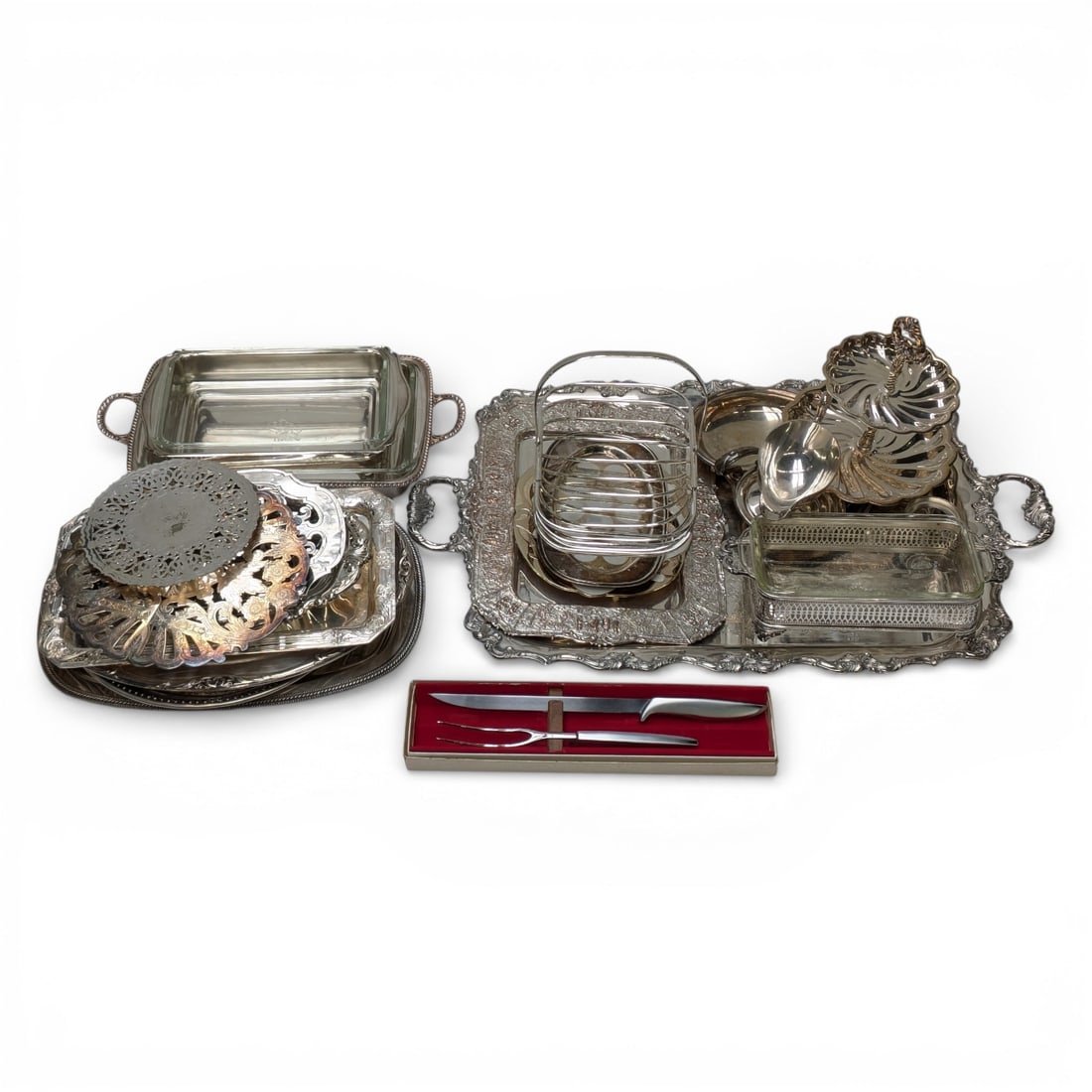 Lot of Assorted Silverplate Serving Items. (1 of 4)