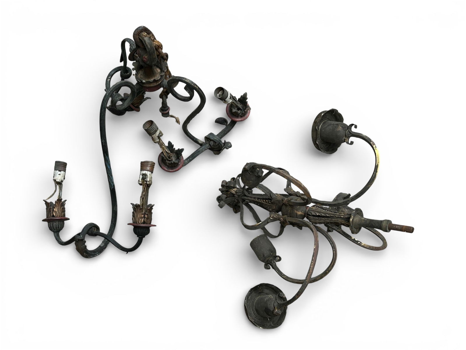 2 Antique Wrought Bronze Chandeliers for Repair. (1 of 10)