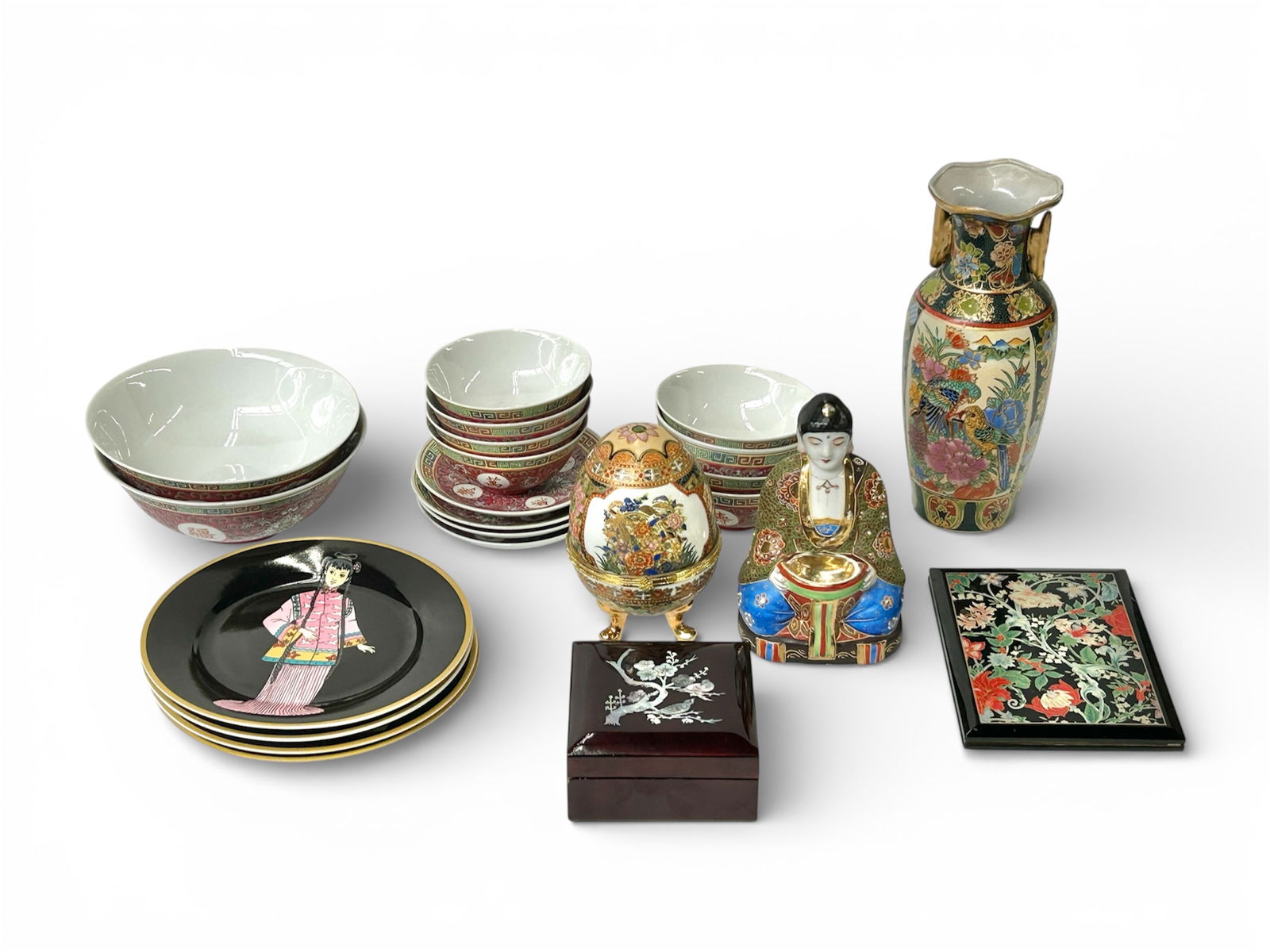Lot Asian Ceramic & Porcelain Items - Egg Box, Etc (1 of 20)