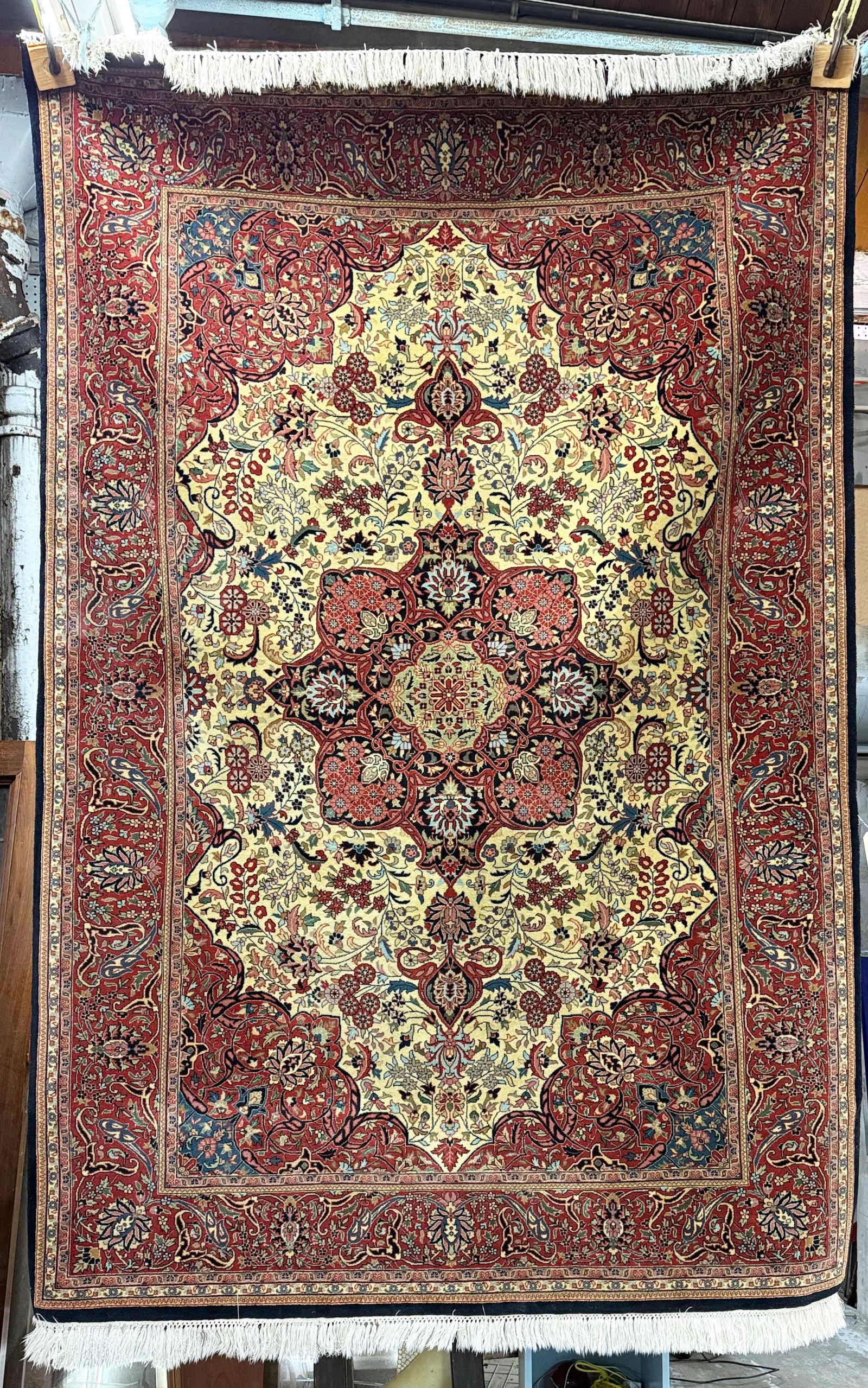 6' x 8' 10" Beige, Red & Brown Tabriz Rug. (1 of 3)