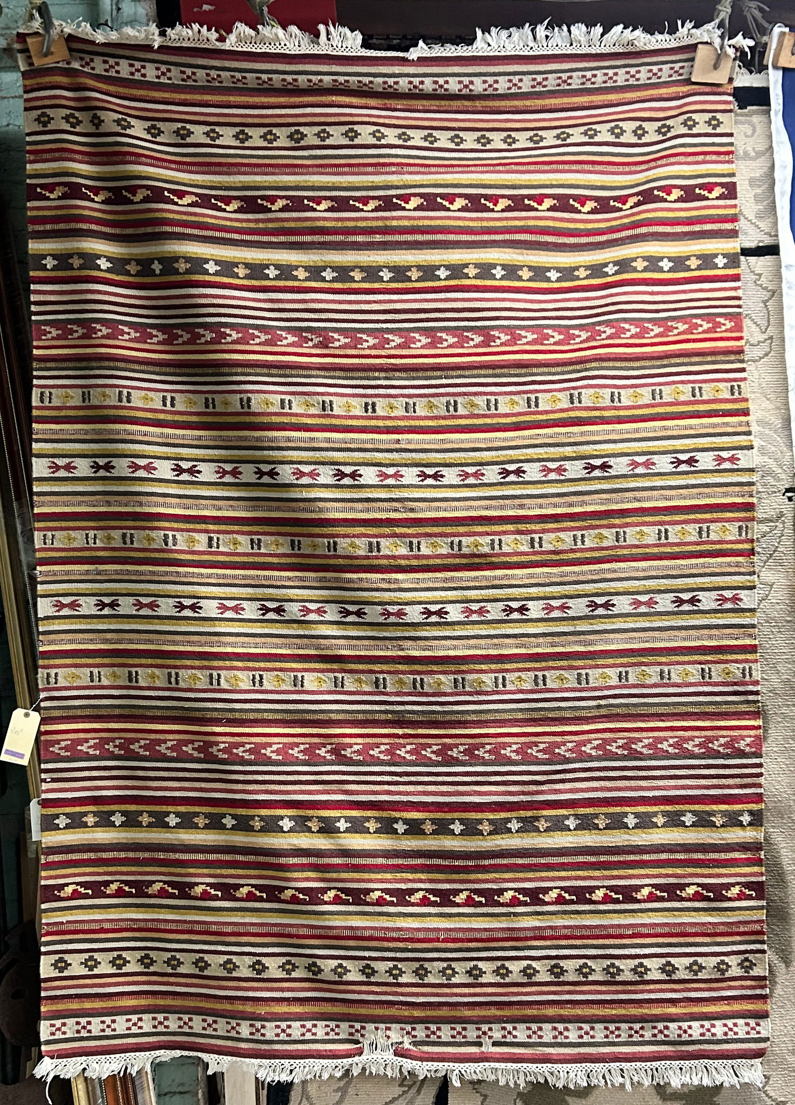 5' 5" x 7' 7" Striped Kelim or Flatweave Rug. (1 of 4)